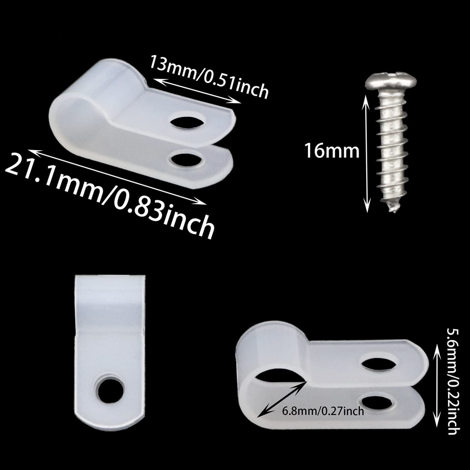 R-Type Clip DGZZI 100PCS 1/4 Inch Rope Light P-Style Mounting Cable...