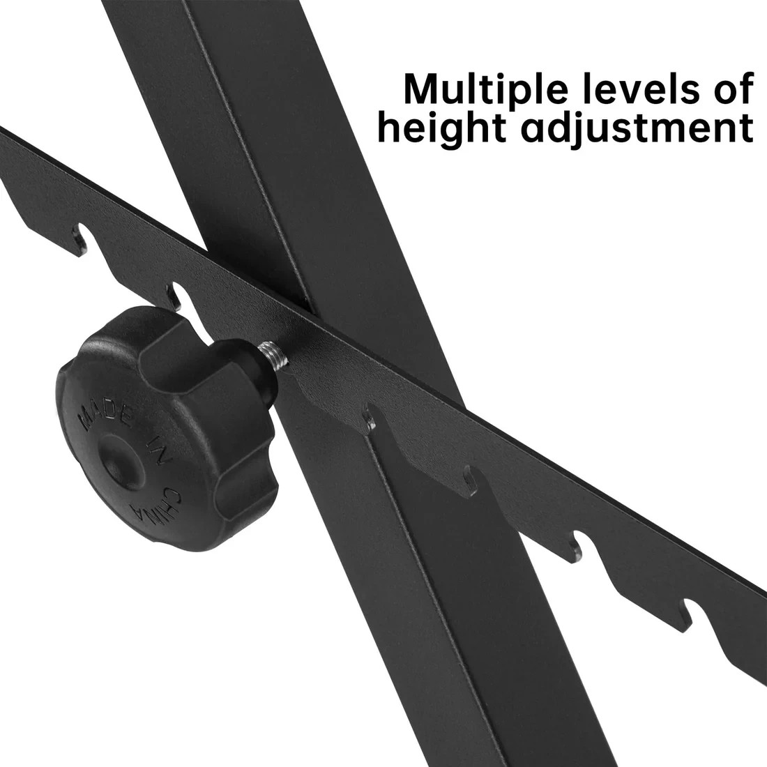 AODSK Single X Black Keyboard Stand Adjustable Height Width w/ Locking Straps