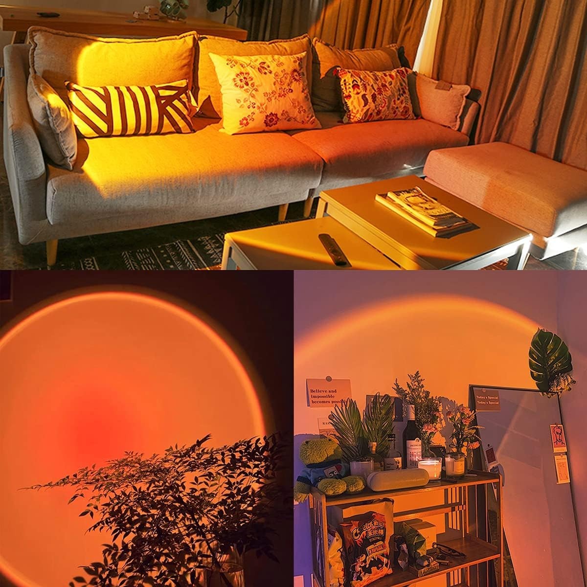 Sunset Projection Lamp, RGB Video Light, LED Camera Light 360° Blue
