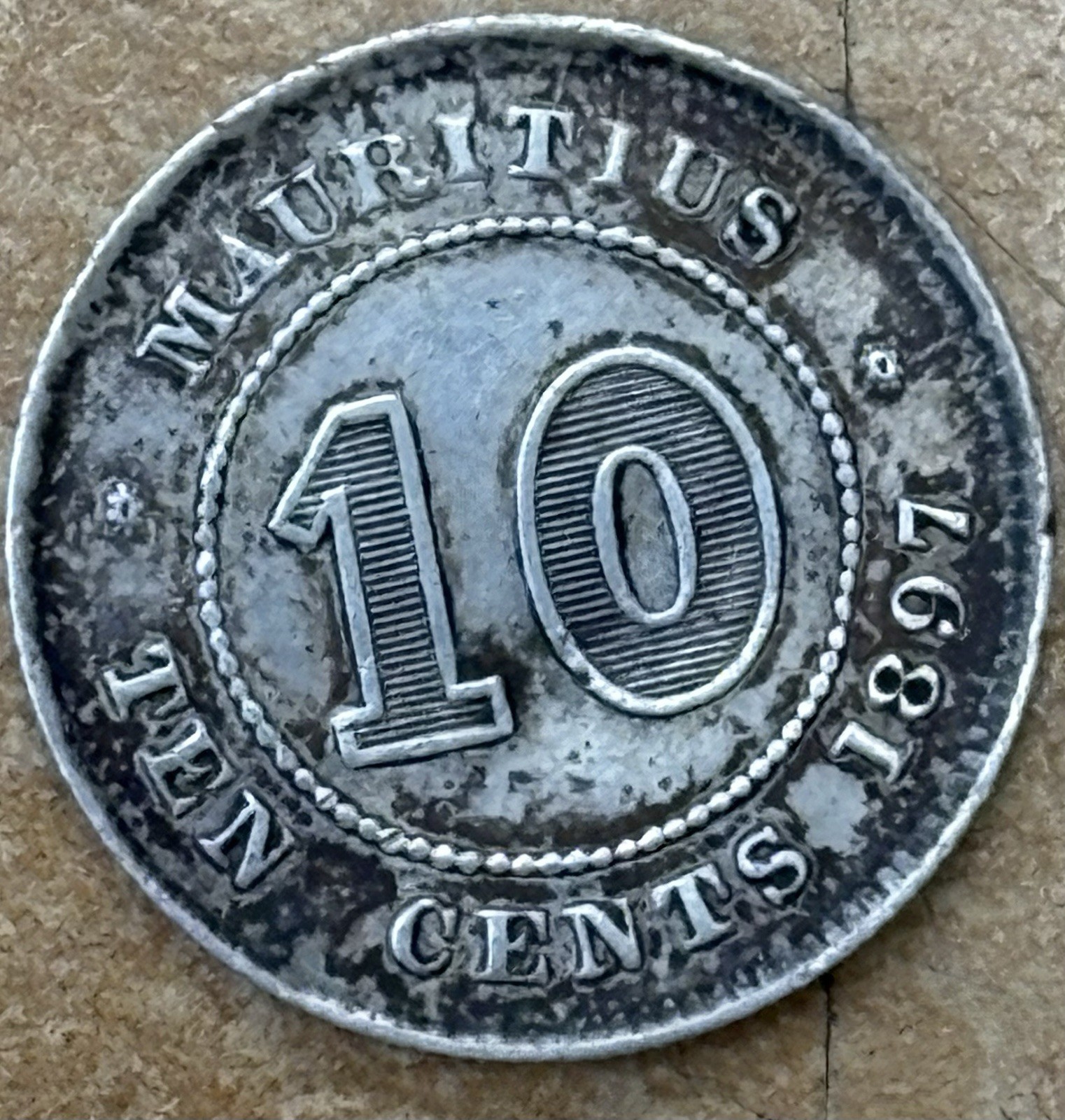 10 Cents -  Mauritius  - 1897 - Better  Silver  Coin!