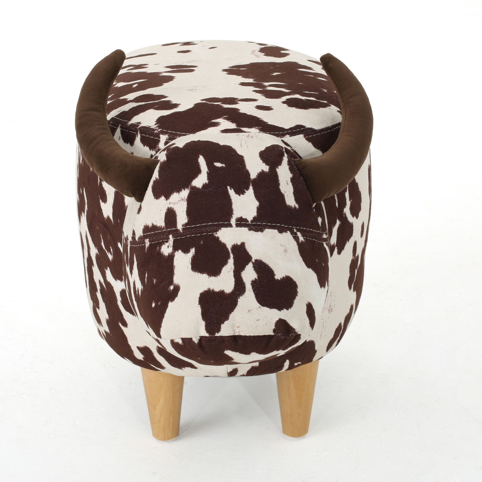 Cow Shaped Ottoman Cute Animal Footstool Wood Seat for Shoe Changing Entryway