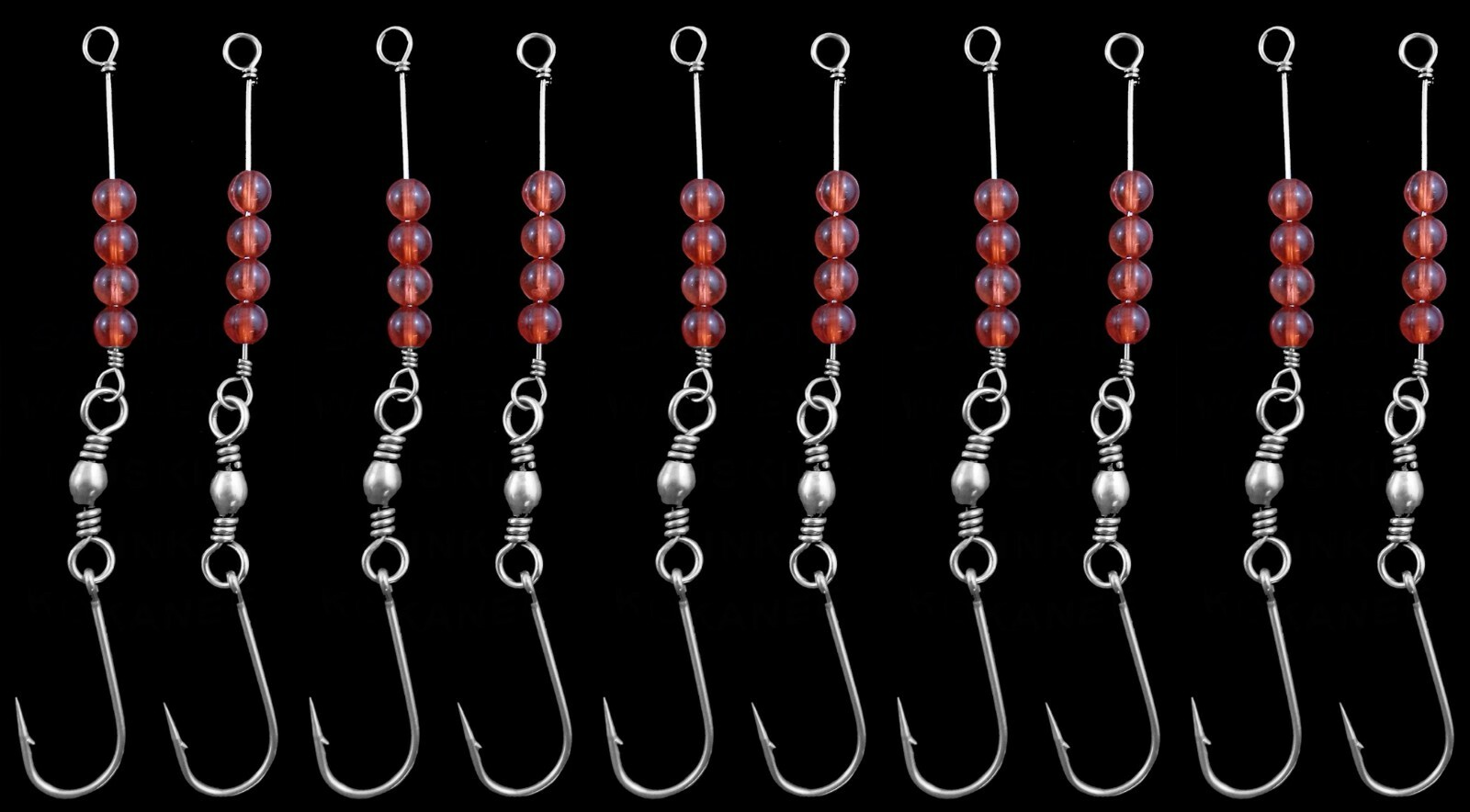 10 x 4/0 BARB WIRE LEADERS. Stainless hook, wire & swivel. Shark Dogfish etc...