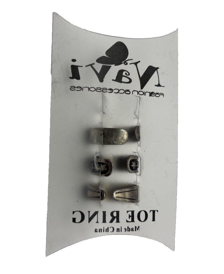 Toe Ring Set Of Three Star Designs Adjustable Silver Tone Celestial Cosmic Stars