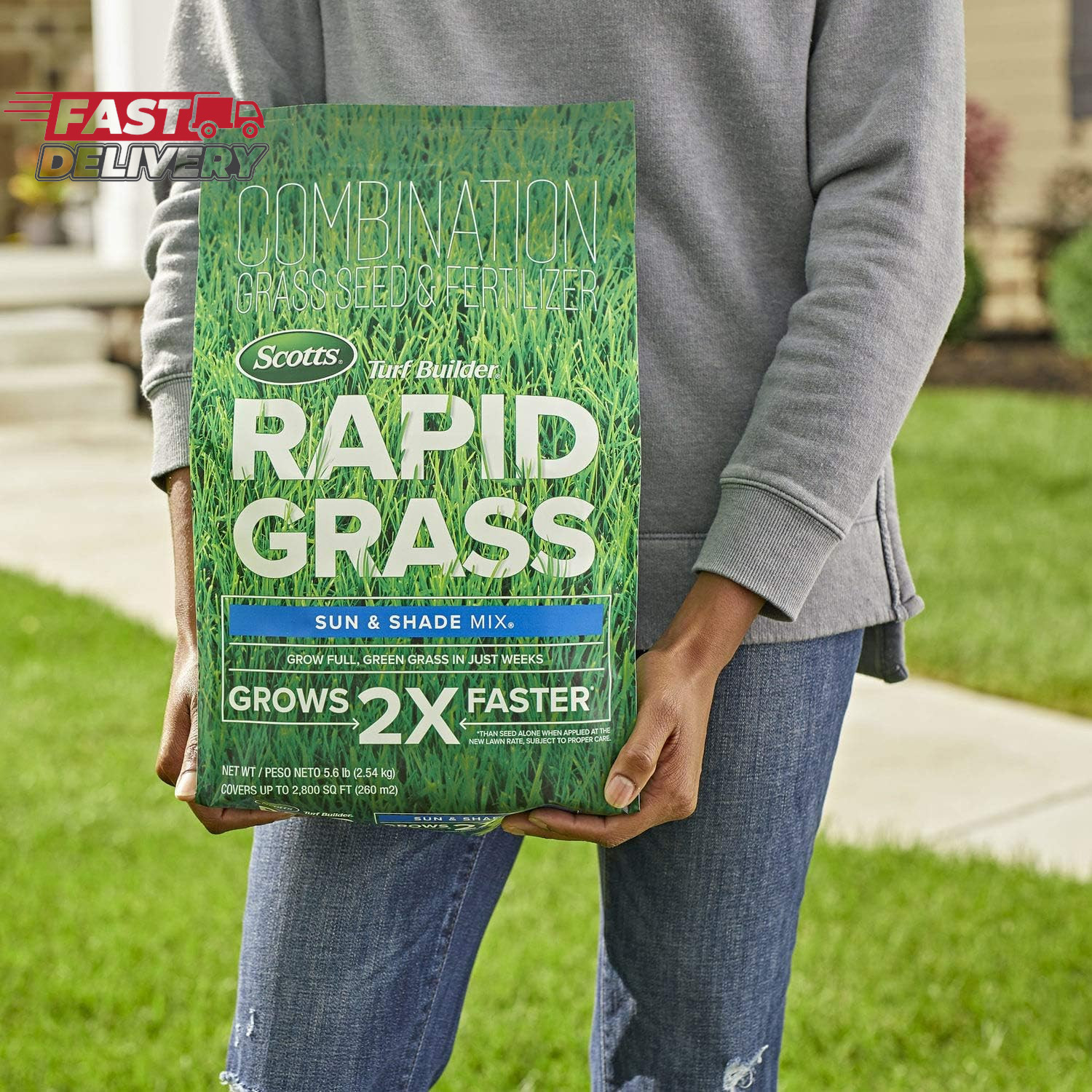 Scotts Turf Builder Rapid Grass Sun and Shade Mix, Combination Grass Seed and Fe