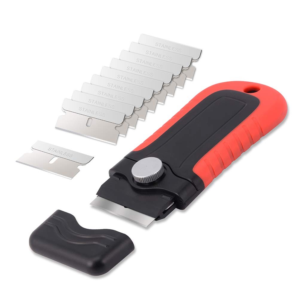 Razor Blade Scraper Tool with Blade Storage Container, Glass Cooktop Stove Sc...