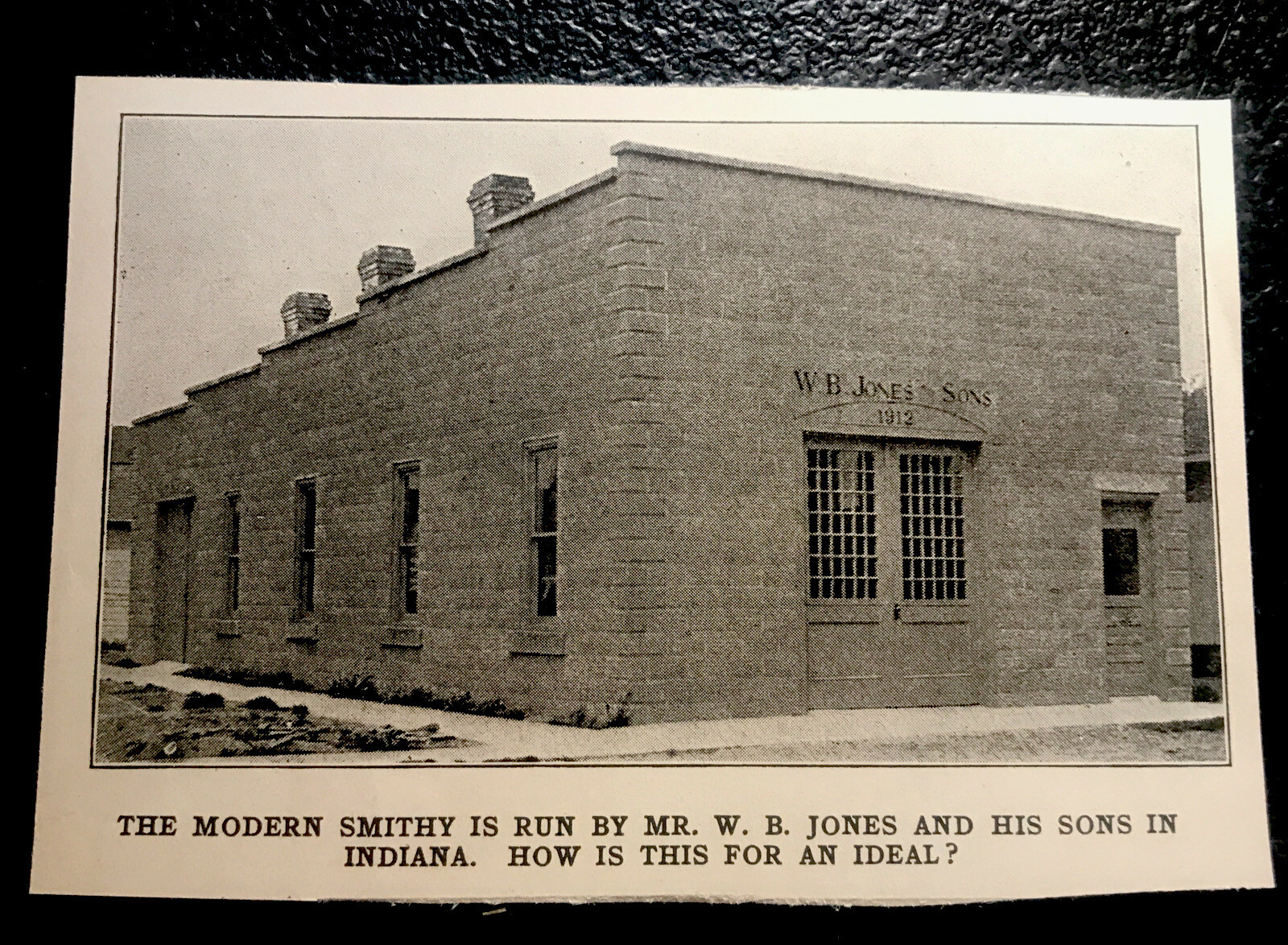 1913 W.B. Jones & Sons Blacksmith Shop Picture Advertising - Indiana