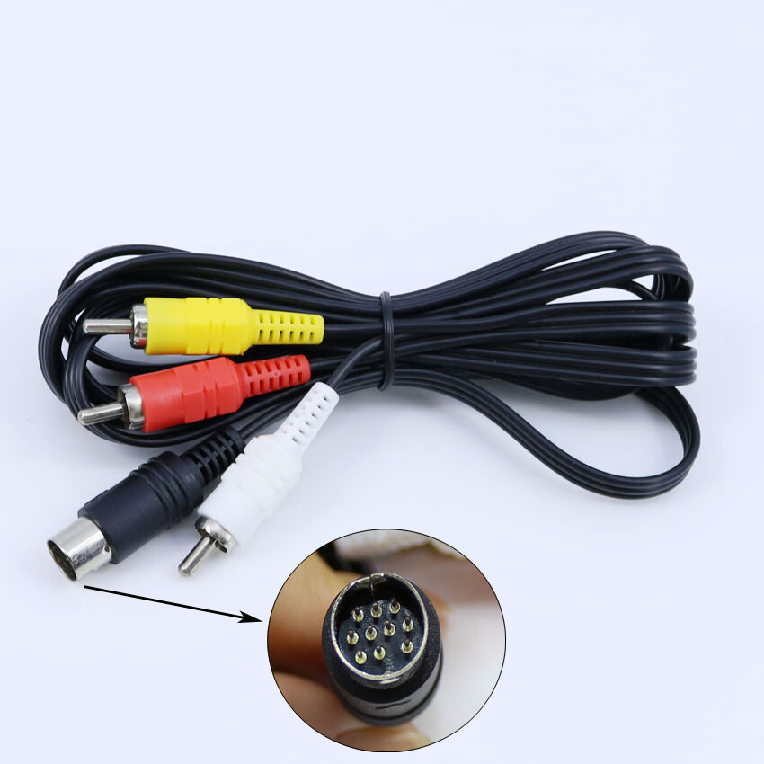 Sega Saturn Audio Video AV Cable New 10 Pin (Composite RCA Cord Adapter)