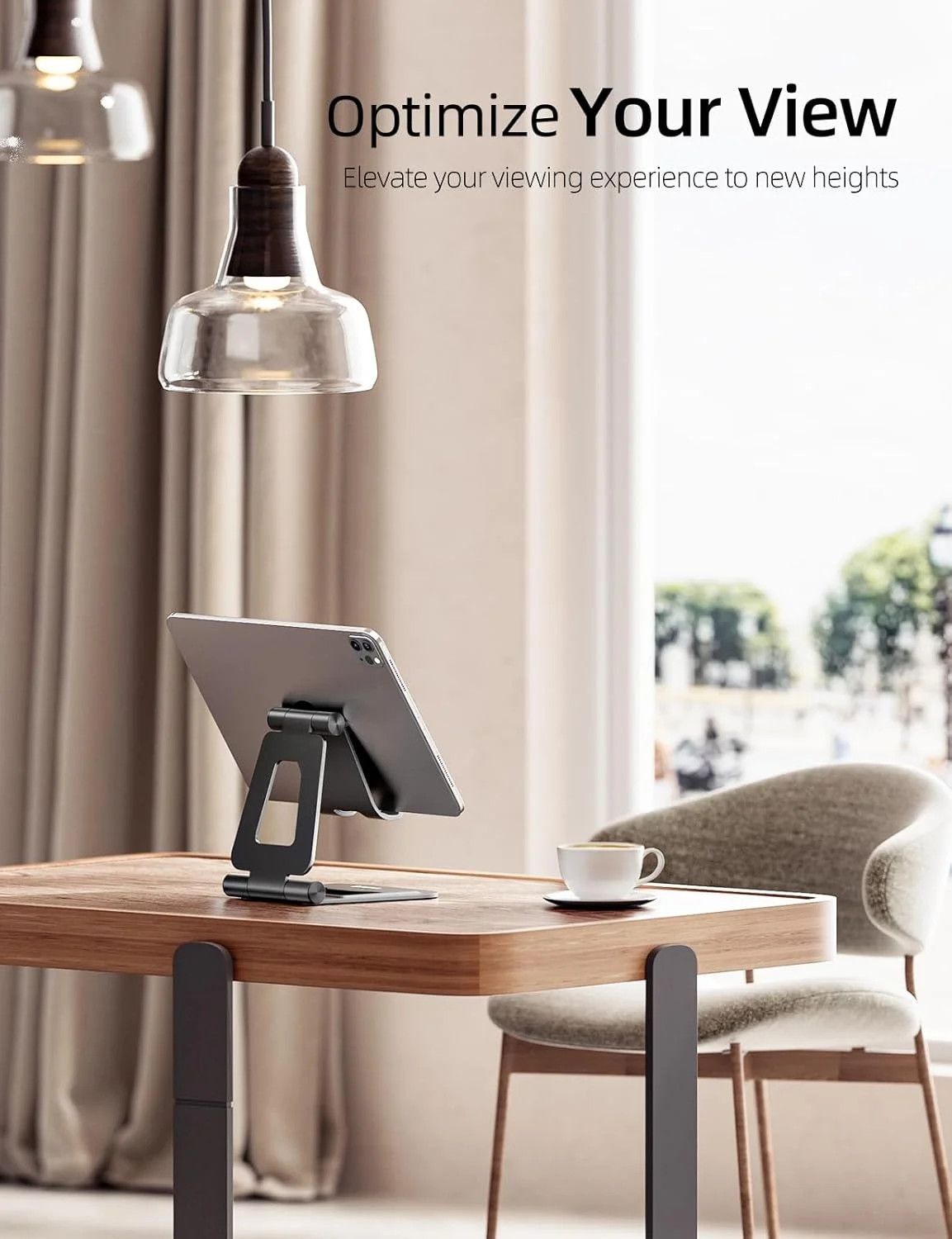 Aluminum Dual Foldable iPad Stand, Fully Adjustable Desktop Tablet Holder