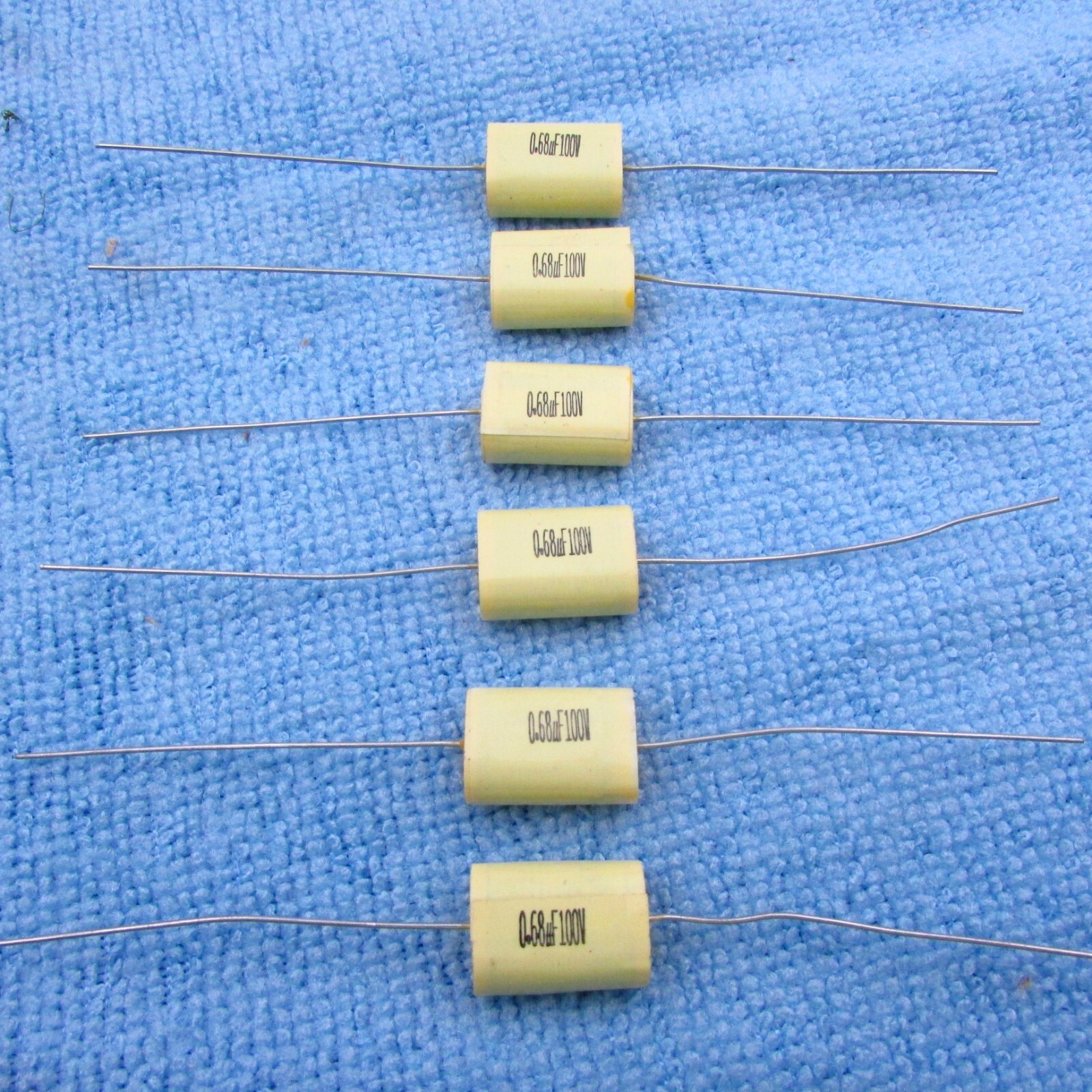 Qty 6  .68uF 100V Electrolytic Non-Polarized Speaker Crossover Axial Capacitor