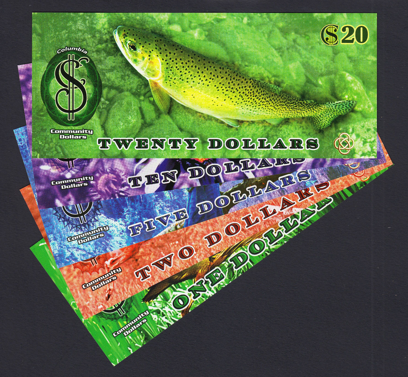 Canada 2013 POLYMER Local Currency BC, COMMUNITY Dollars $1 to $20 (5 Pcs) UNC