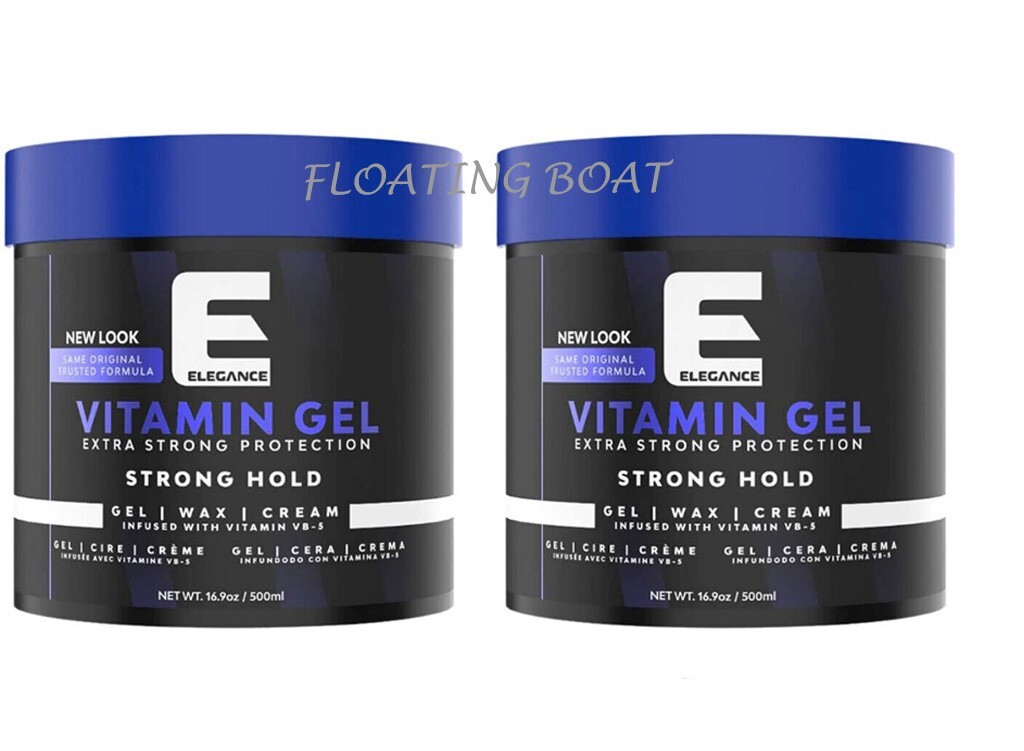 2x Elegance Hair Gel Vitamin Extra Strong Hold Protection Styling 16.9 oz /500ml