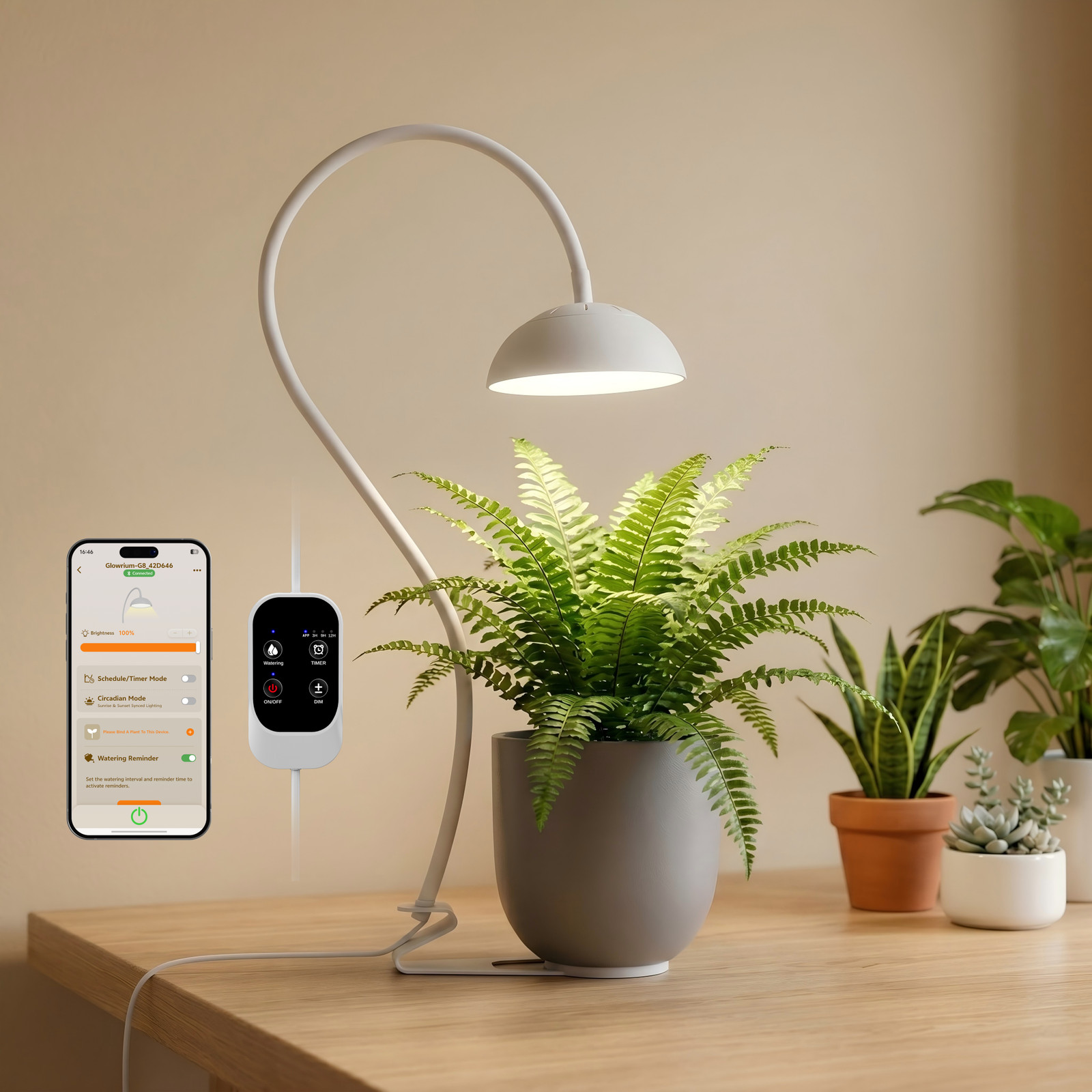 GLOWRIUM Smart Grow Lights 10W Full Spectrum LED w/App Control for Indoor Plants