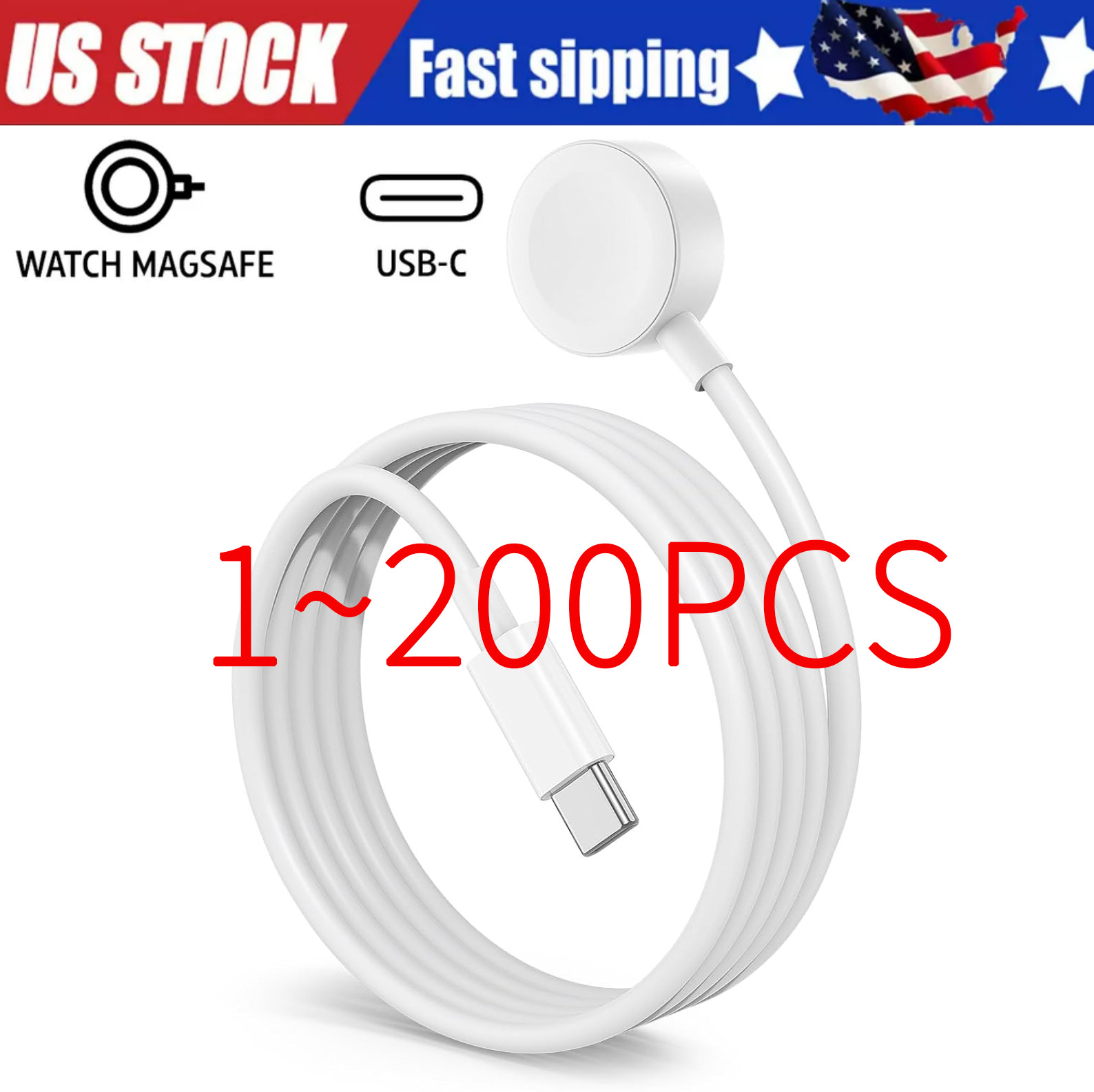 Type-C Cable Charger For Apple Watch3 4 5 6 7 SE 8 9 Ultra Magnetic Charging LOT