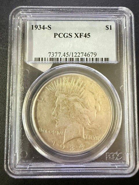 1934-S Peace Dollar XF-45 PCGS KEY DATE   4679