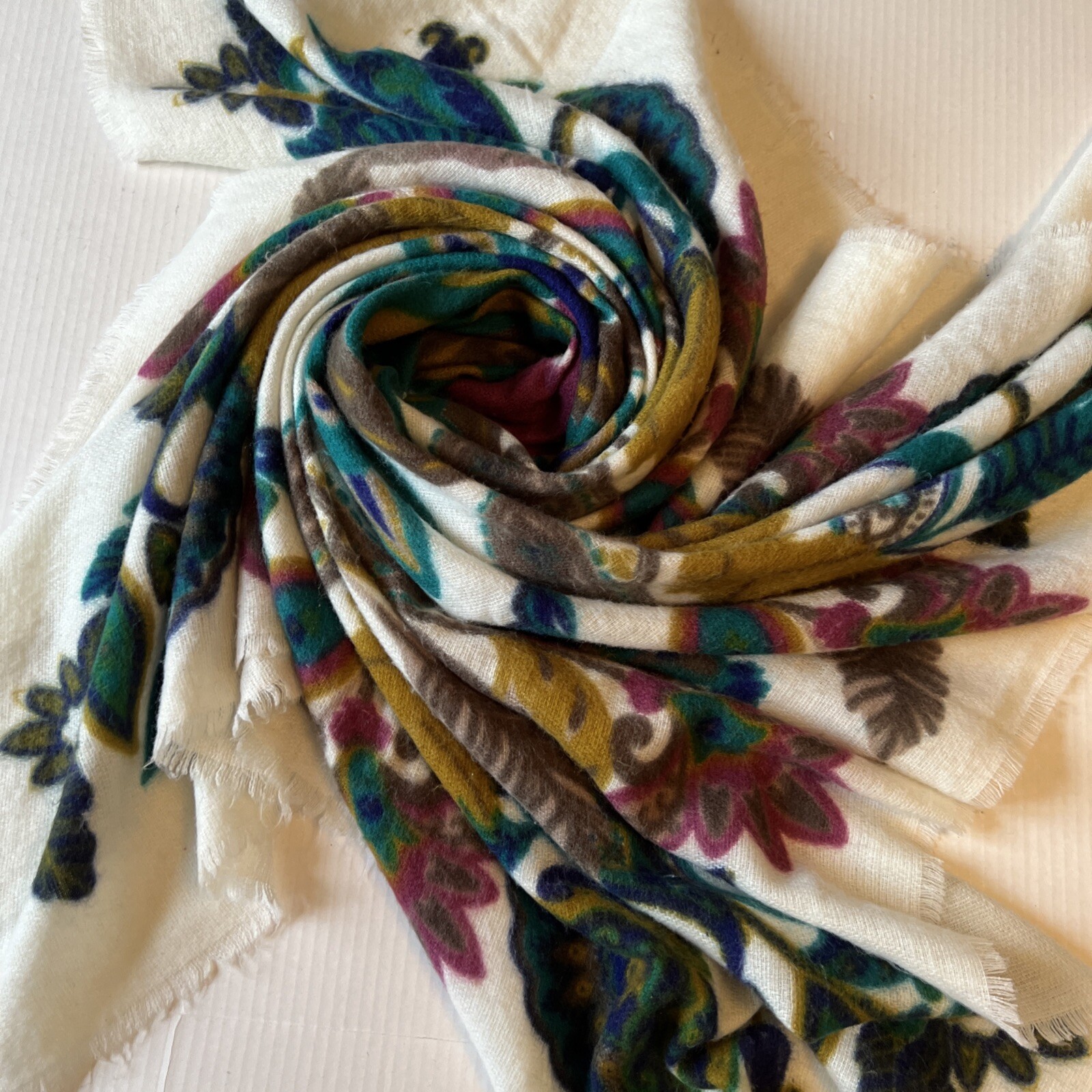 Fraas Large 52" Square Multi-Color Scarf Polyester/see Details