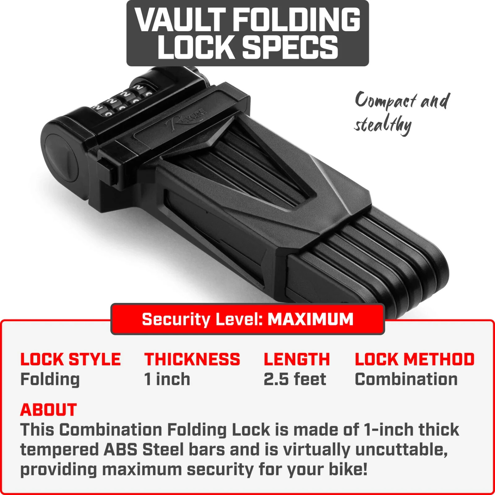 Revere Vault Folding Combination Bike Lock