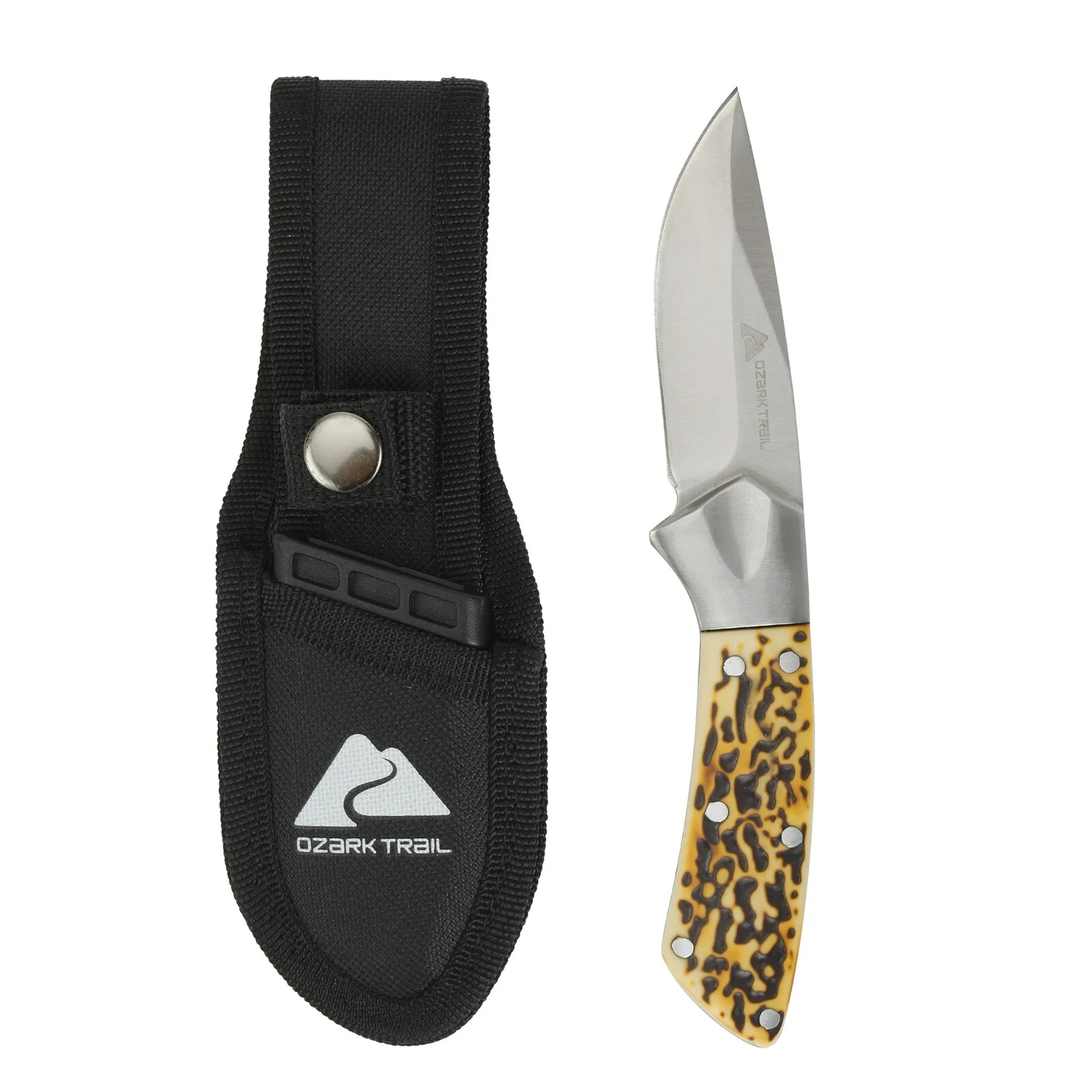 Ozark Trail 7-inch Fixed Blade Knife with Stag Finish and Polypropylene Handle
