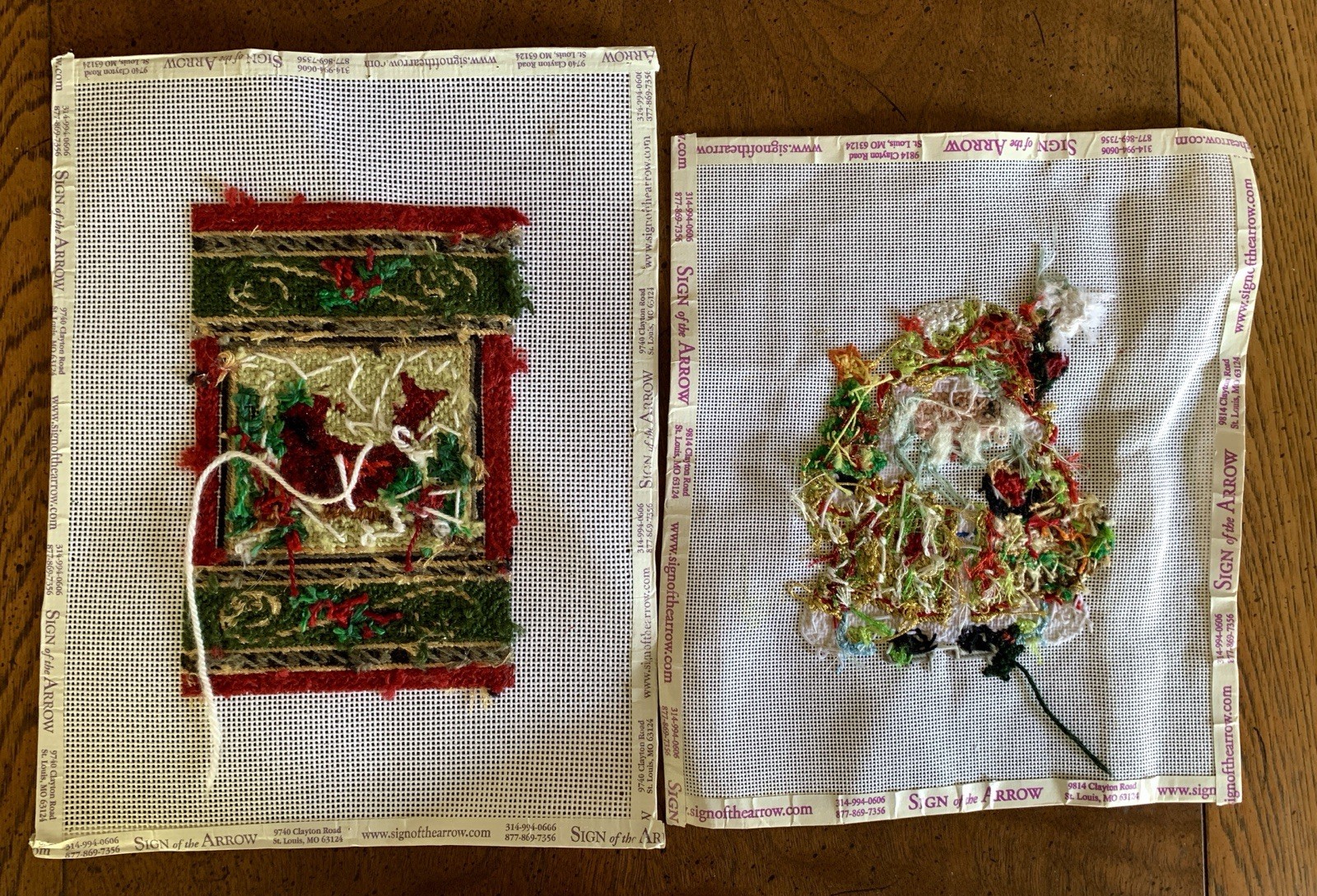 2 Christmas Needlepoint Canvas Projects Need Finishing Touches