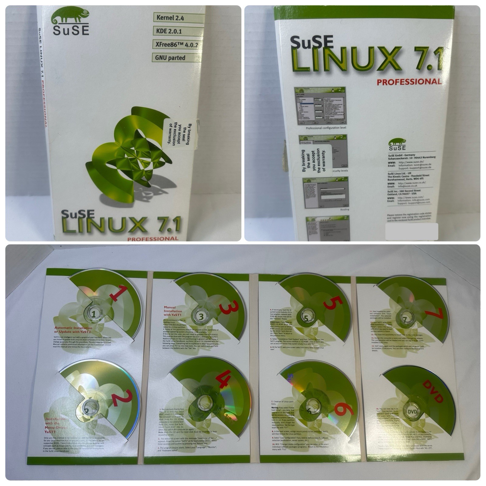 SuSE Linux 7.1 Professional 8 Disc CD Set