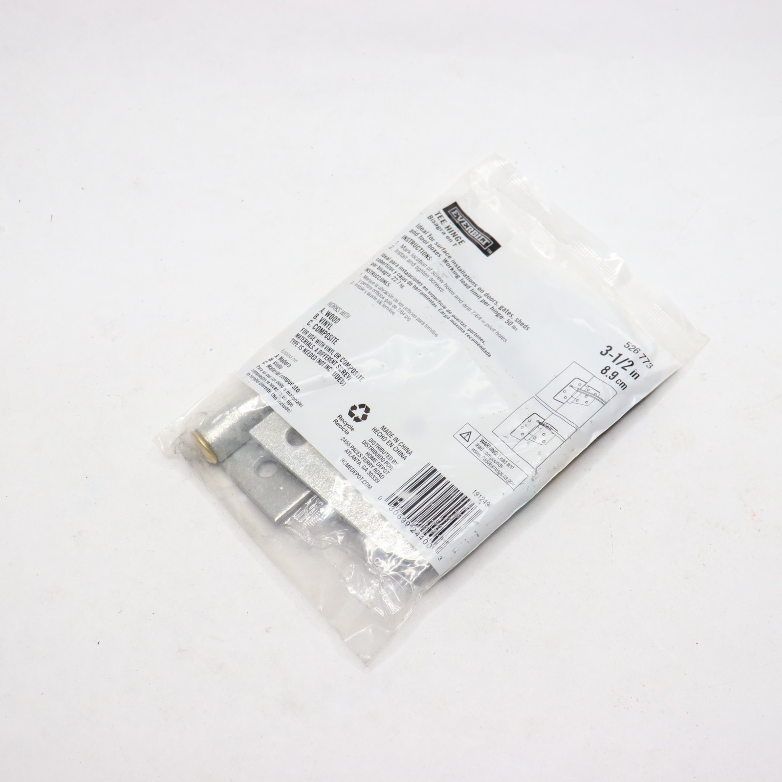Everbilt Standard Galvanized Heavy-Duty Tee Hinge 3-1/2" 24400
