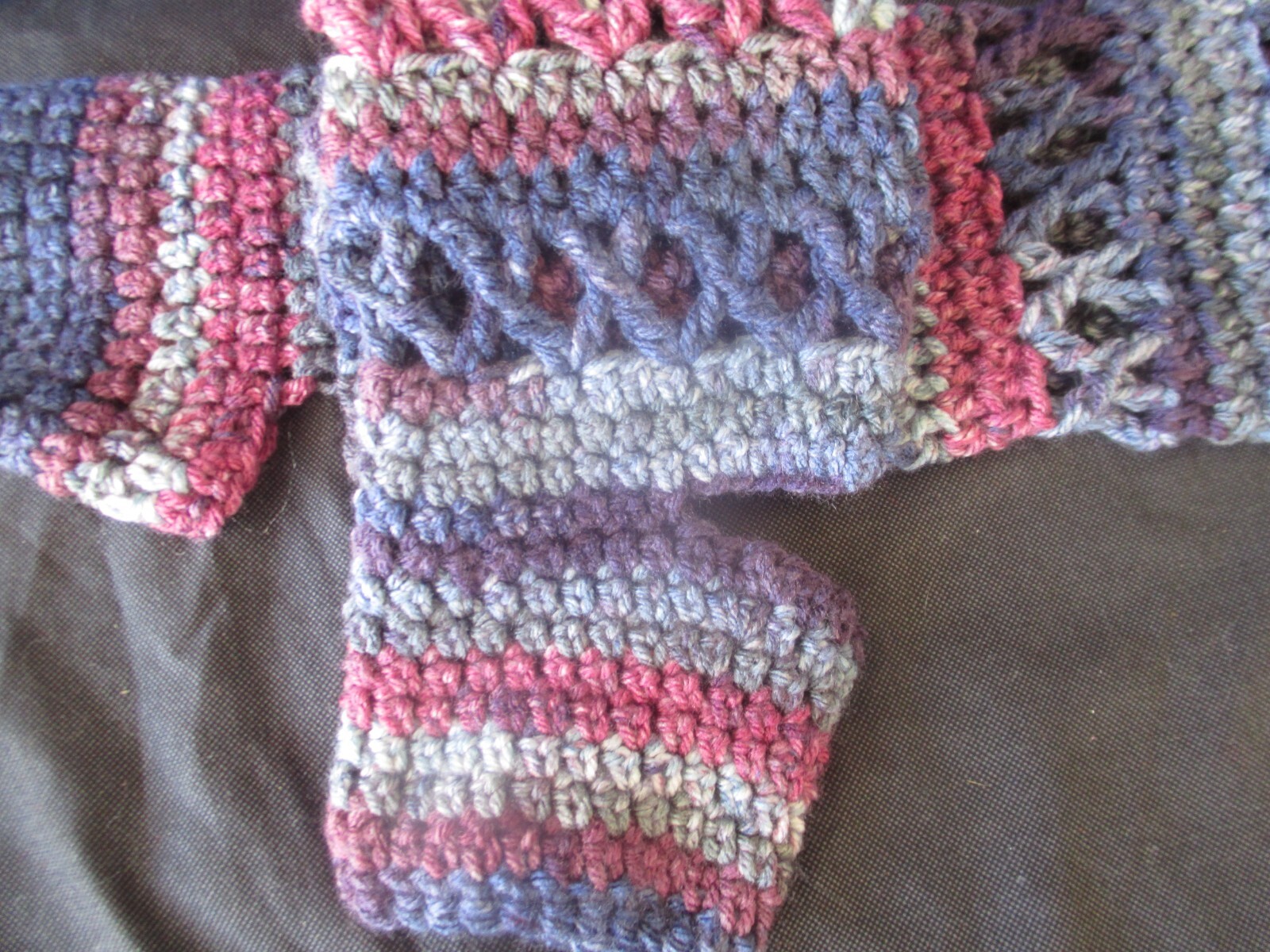 Ladies Crocheted Long Boot Warmers PURPLE, BLUE & MAUVE Acrylic Teen/Adult Size