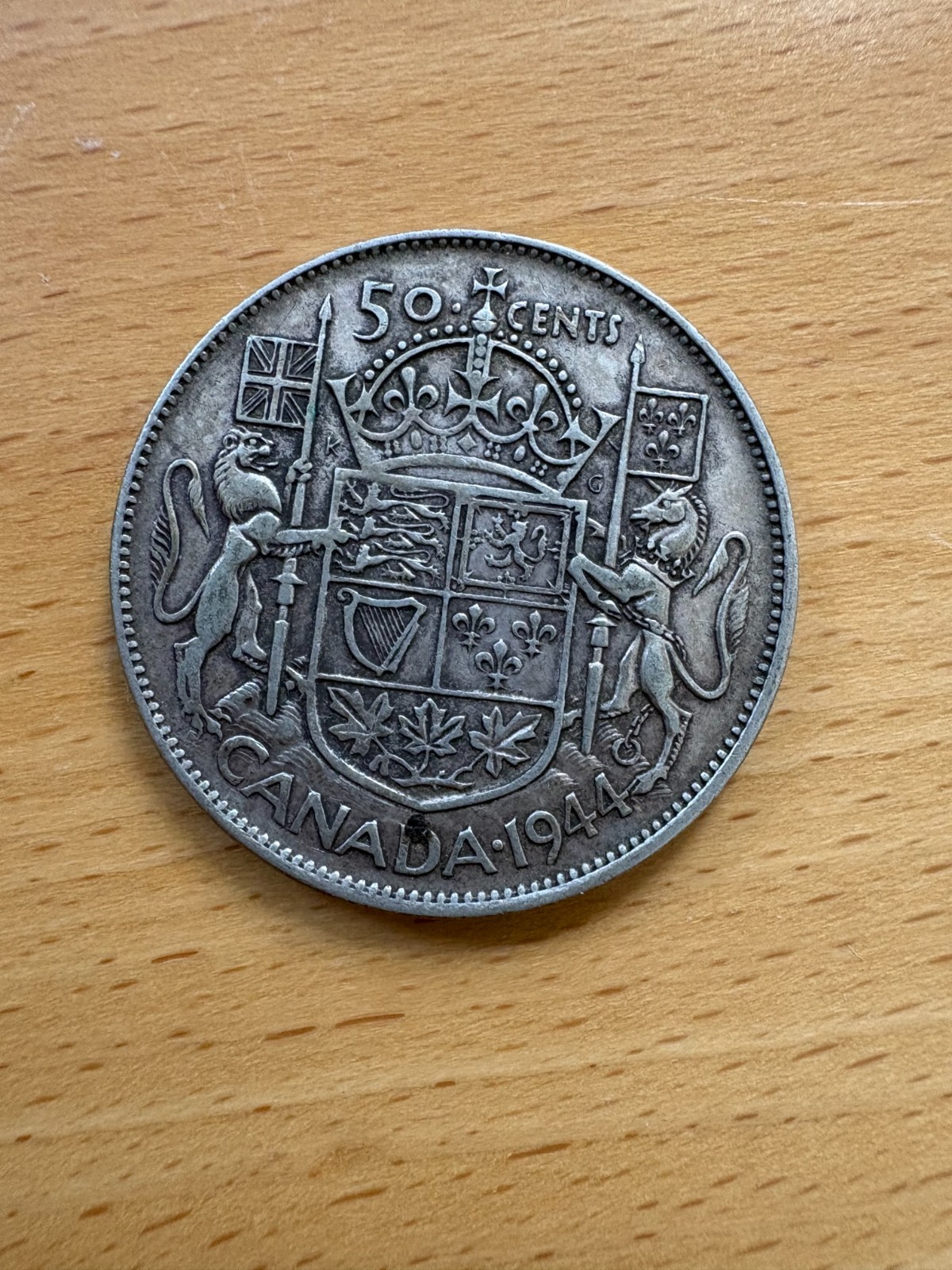 1944 Canadian 50-cent Coin King George VI Circulated Condition