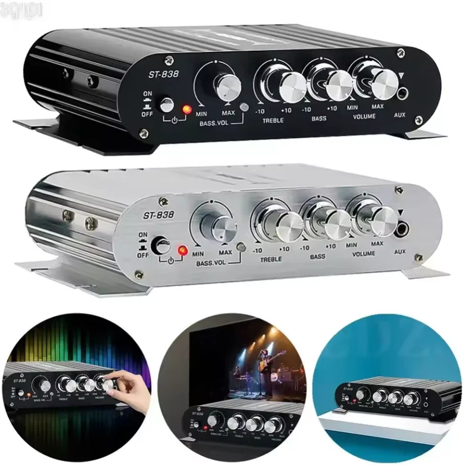 ST-838 Hifi 2.1 Channel Power Amplifier Stereo Bass Sound Amp 80W*2 Subwoofer Au