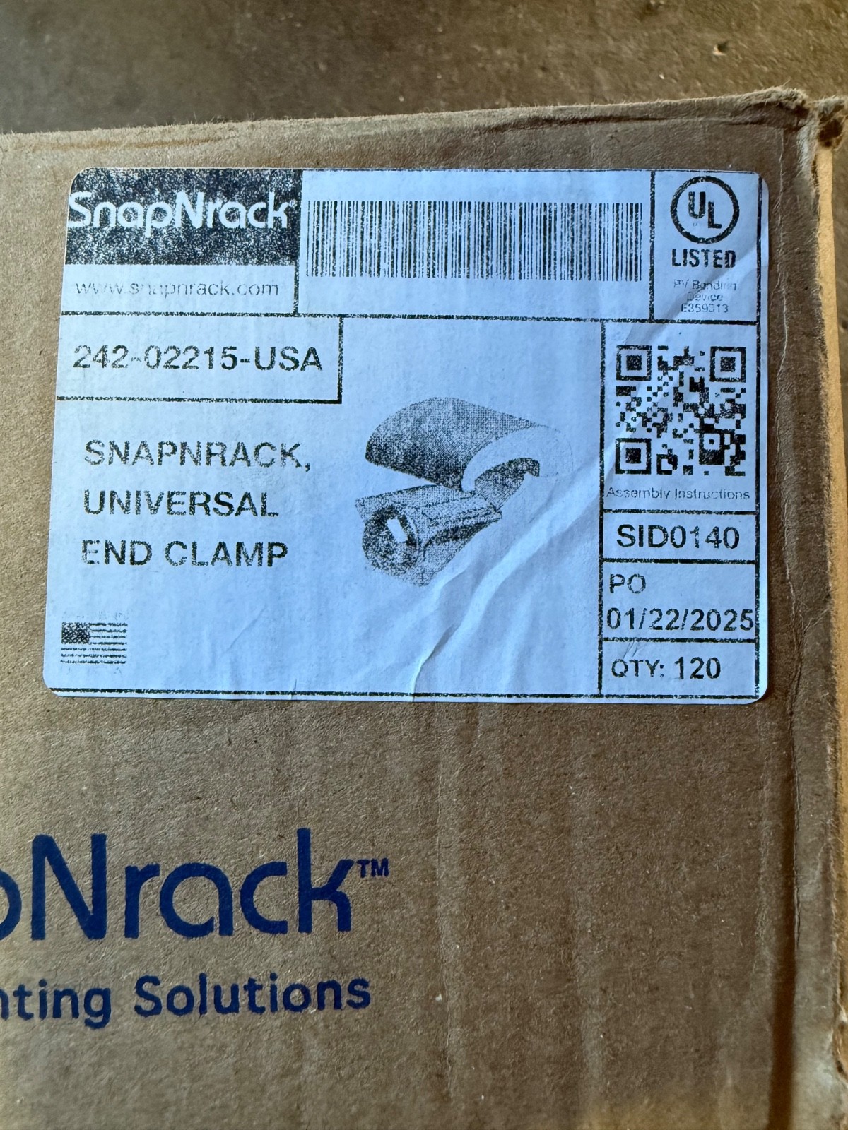 (Box of 120) SnapNrack 242-02215 Bonding Universal End Clamp UltraRail&Series200