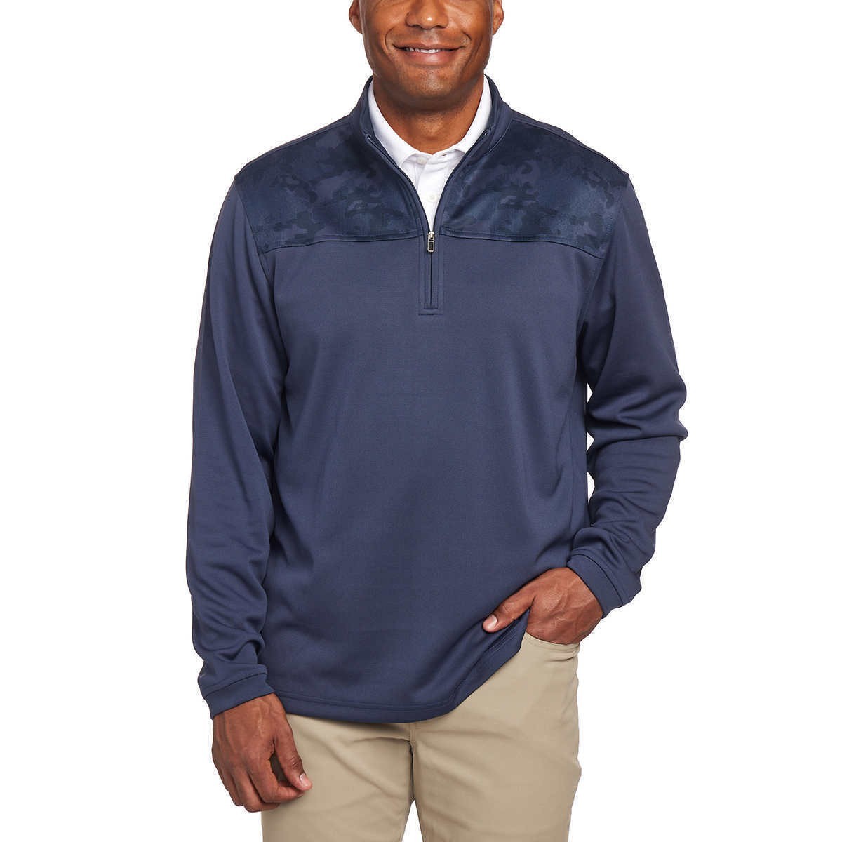 PEBBLE BEACH Dry-Luxe Performance Navy Blue 1/4 Zip Long Sleeve Men's Size S NEW