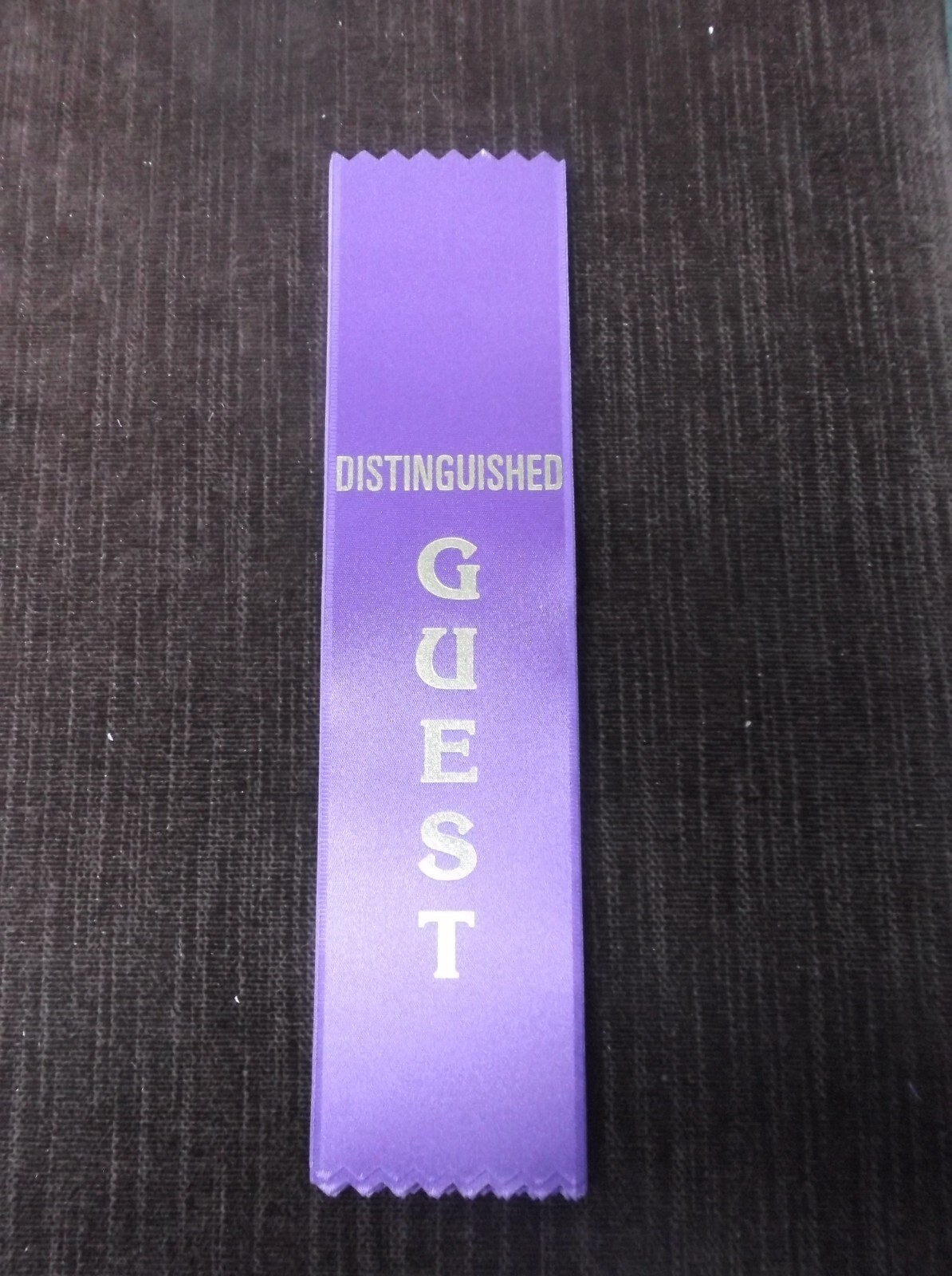 DISTINGUISHED GUEST purple ribbon with gold foil letters lot of 12