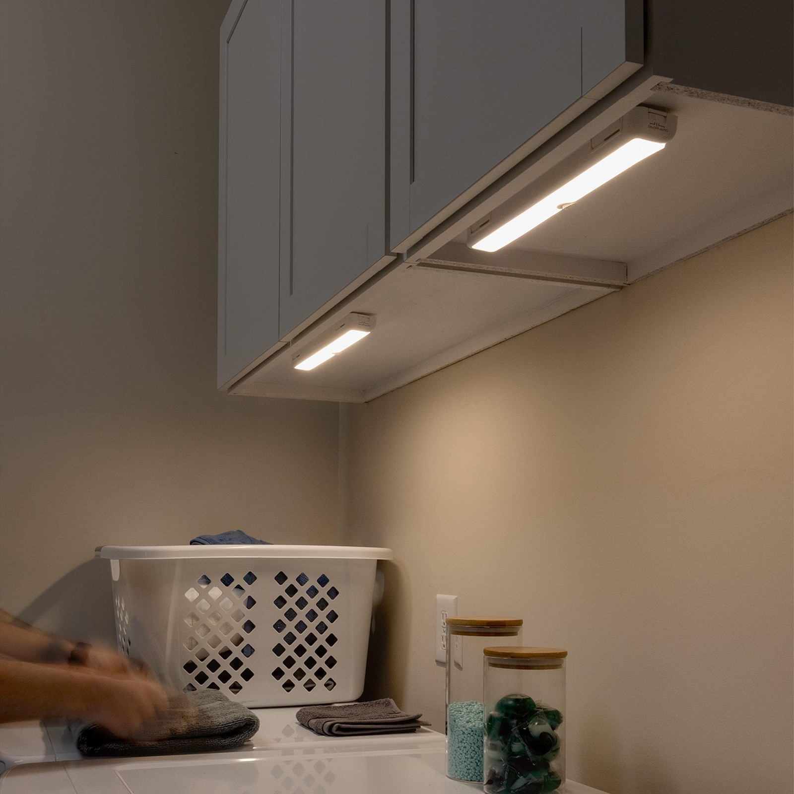 Amazon Basics LED Motion Sensor Light 180 Lumens, 12 inches, 2-pack, White