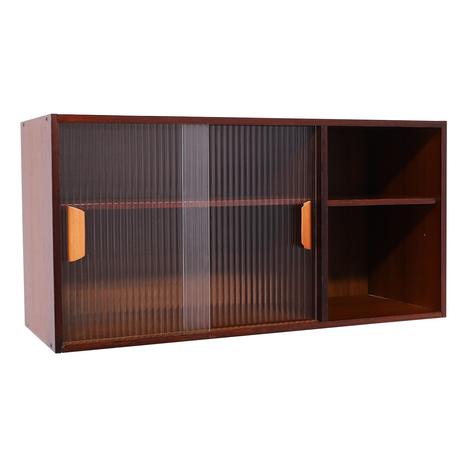 2 Tier Modern Walnut Cupboard, Plate/Cup Storage Cabinet, Kitchen Pantry Cabinet