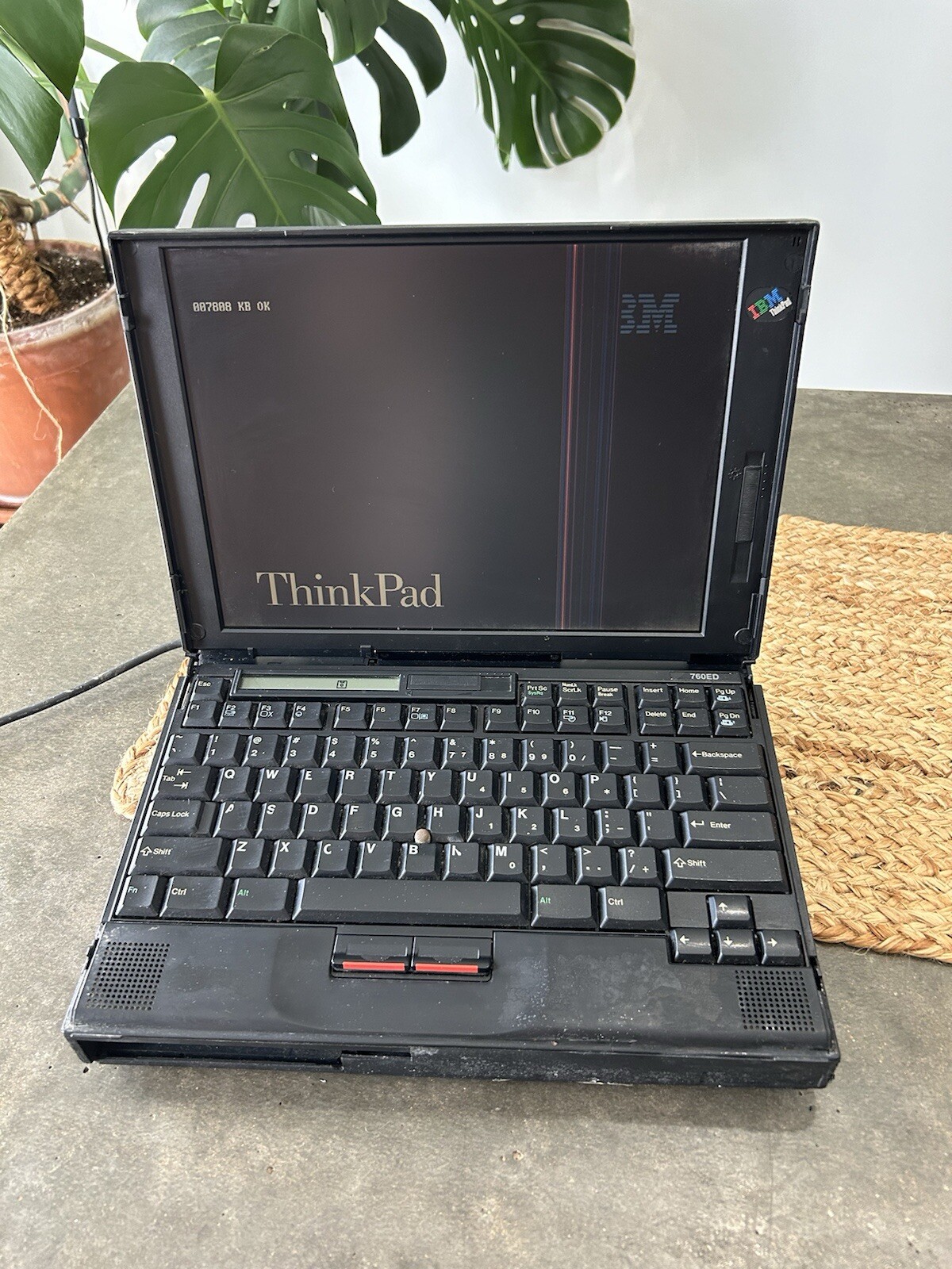 Vintage IBM 760ED Laptop For Parts Repair Powers On Screen Issues As Is