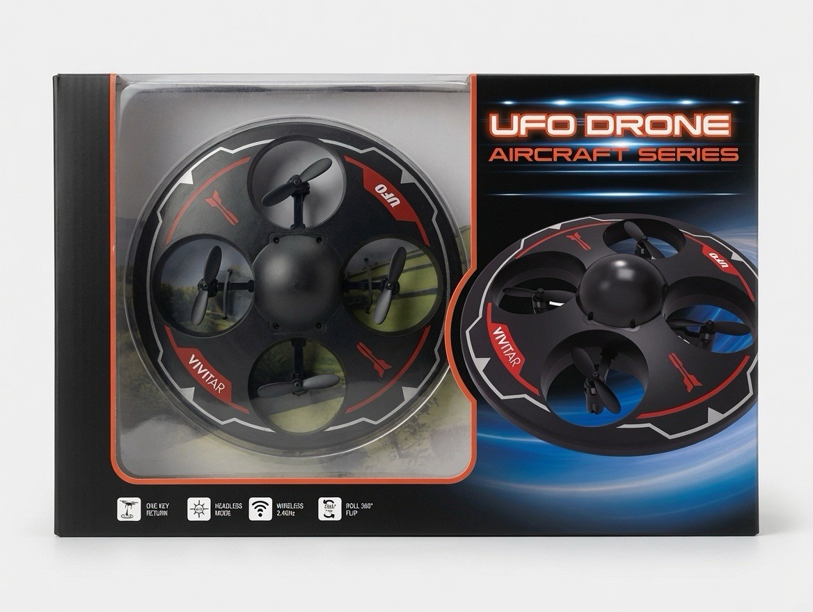 Vivitar UFO Drone Quadcopter Aircraft Series 2.4GHz RC Remote Control Black