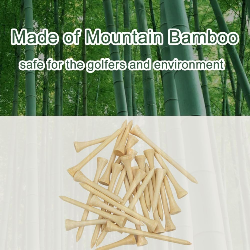 110 Pcs Biodegradable Bamboo Golf Tees 3 1/4 Inch - Durable for Beginners