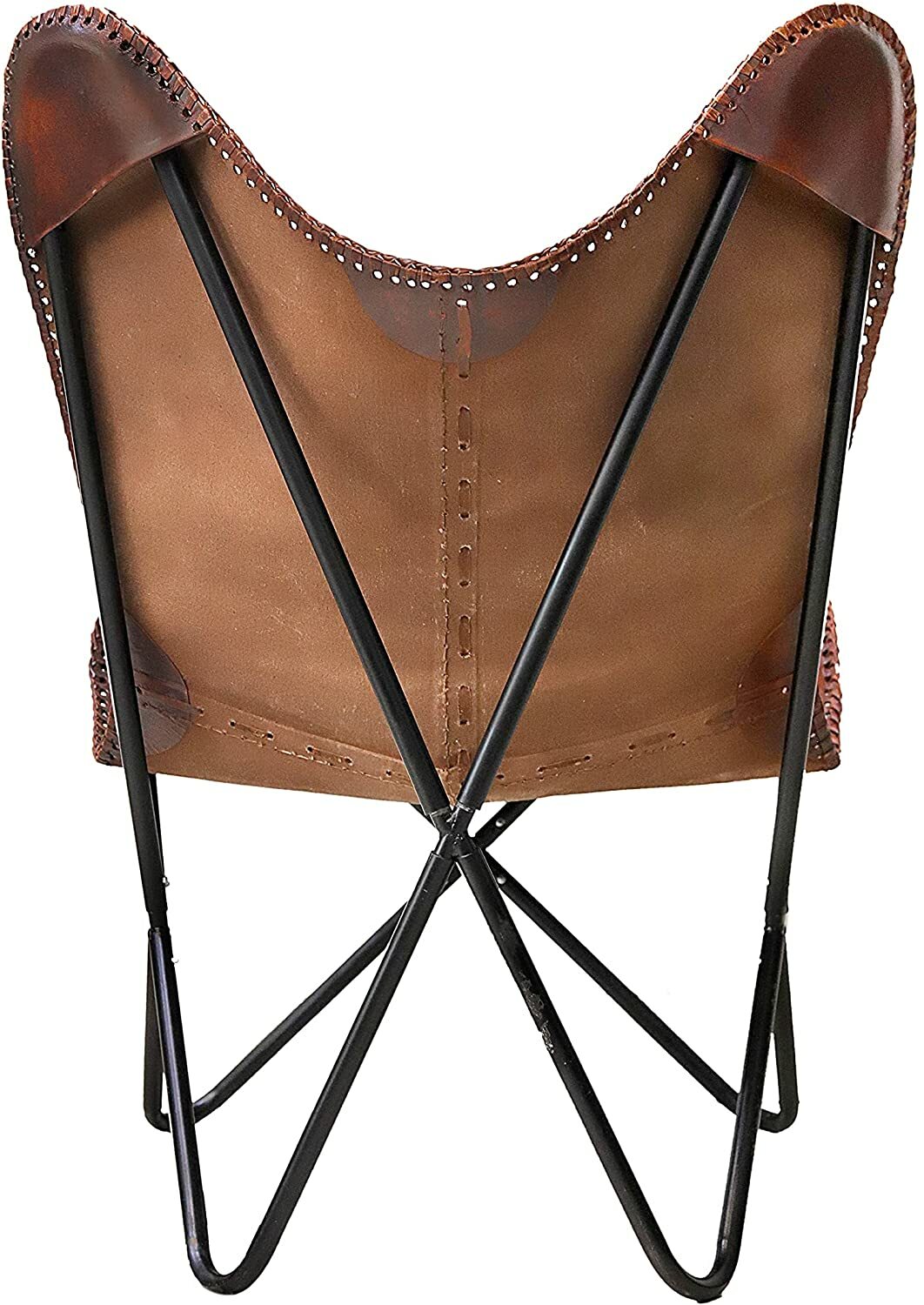 Vintage Handmade Leather Lounge Accent Butterfly Chair Folding Relax Arm Chair
