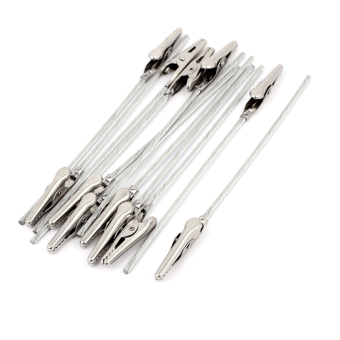 12 x Non-insulated Electric Test Crocodile Metal Alligator Clips Silver 125mm L