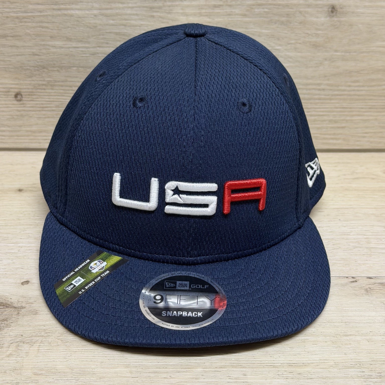 New Era Blue Golf Snapback Hat Polyester OSFM USA Ryder Cup 2020 Adjustable