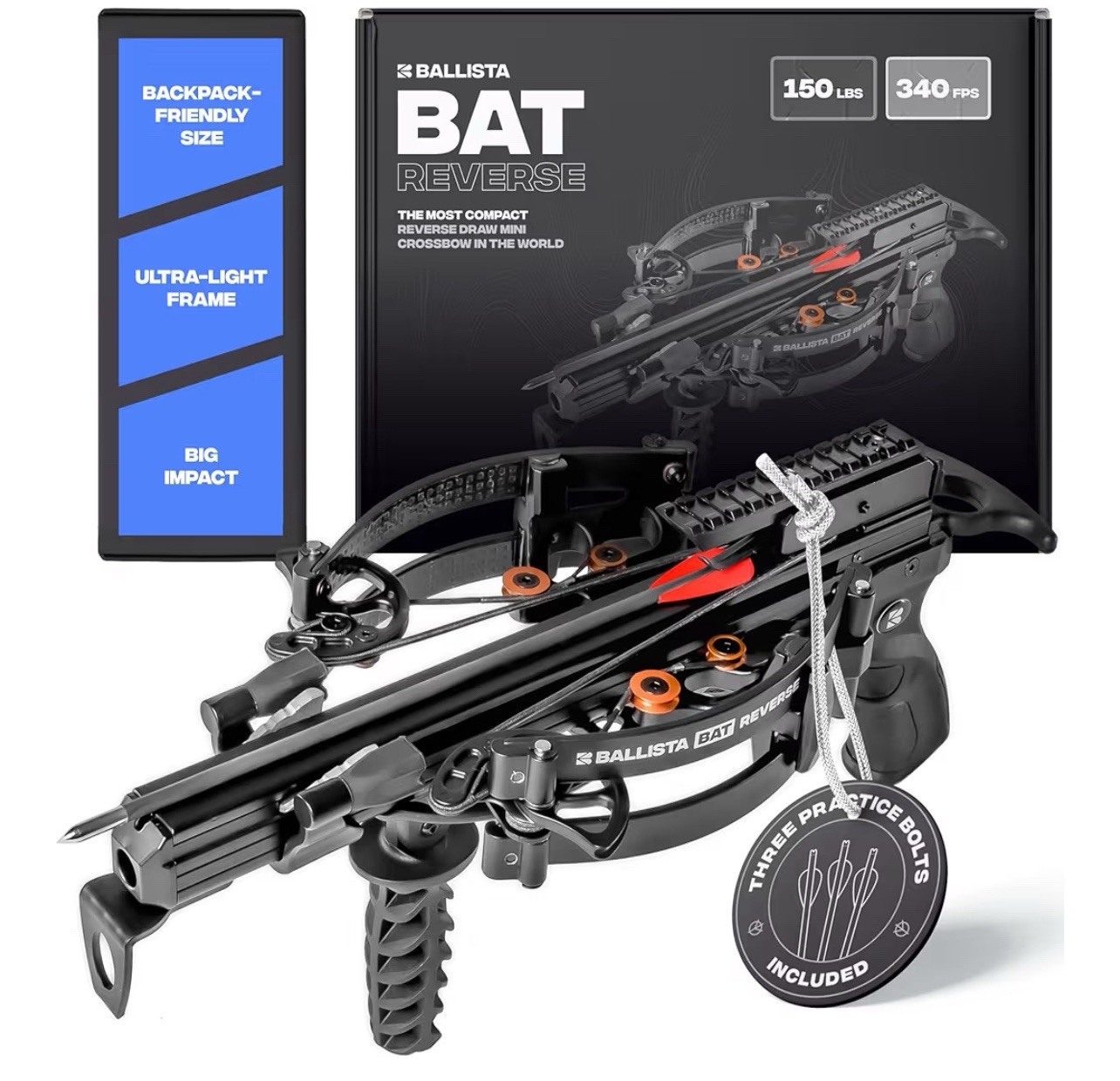 BALLISTA BAT Reverse Draw Compound Crossbow 340fps/150lbs/3lbs