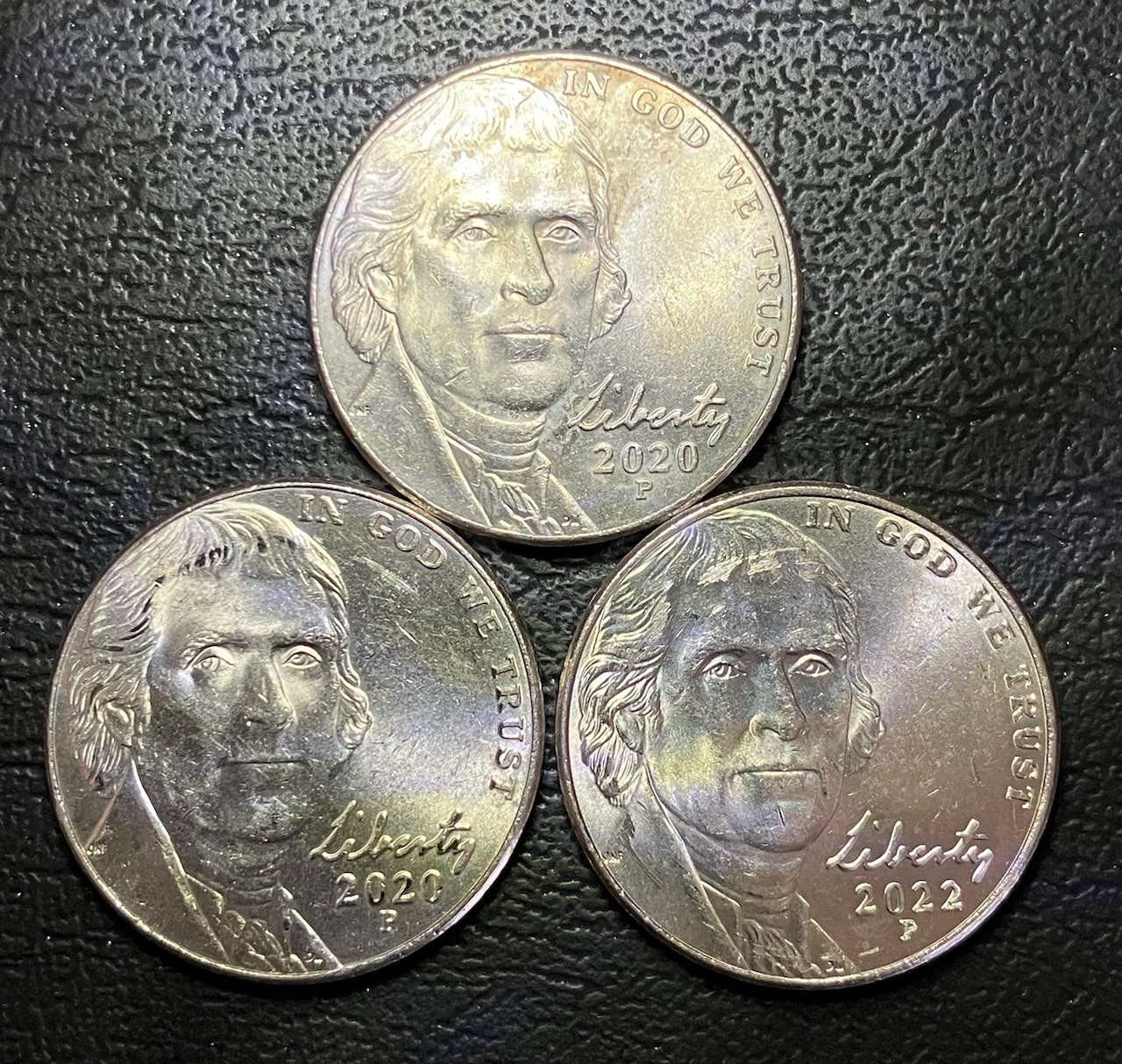 3 Jefferson Nickel Errors Die Dents , Die Crack circulated