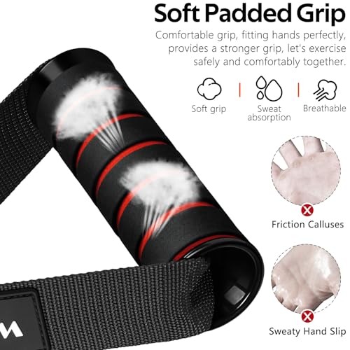 Exercise Handles, Cable Machine Handles for Gym Cable Attachments 1-Black Red