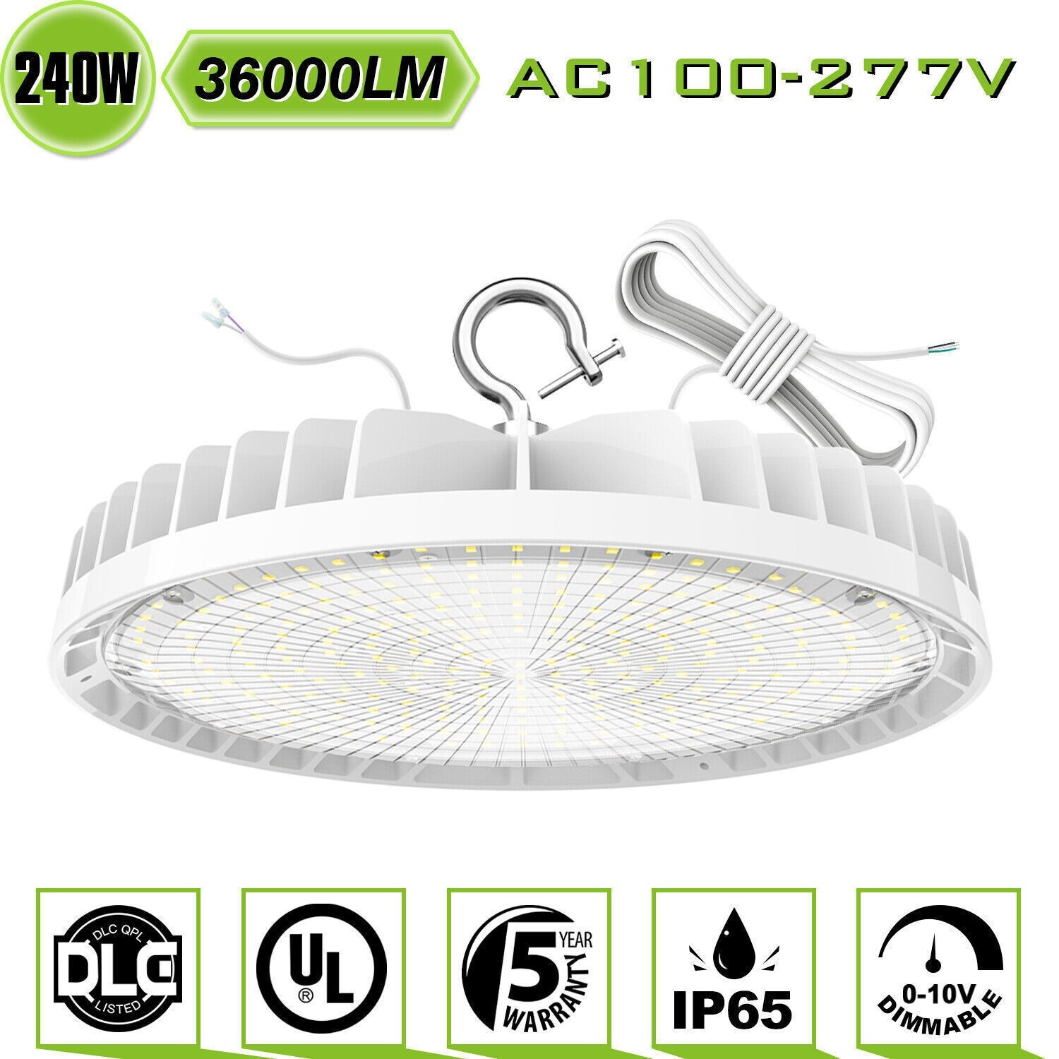 240W UFO Led High Bay Light Commercial Warehouse Factory Light Fixture 36,000LM