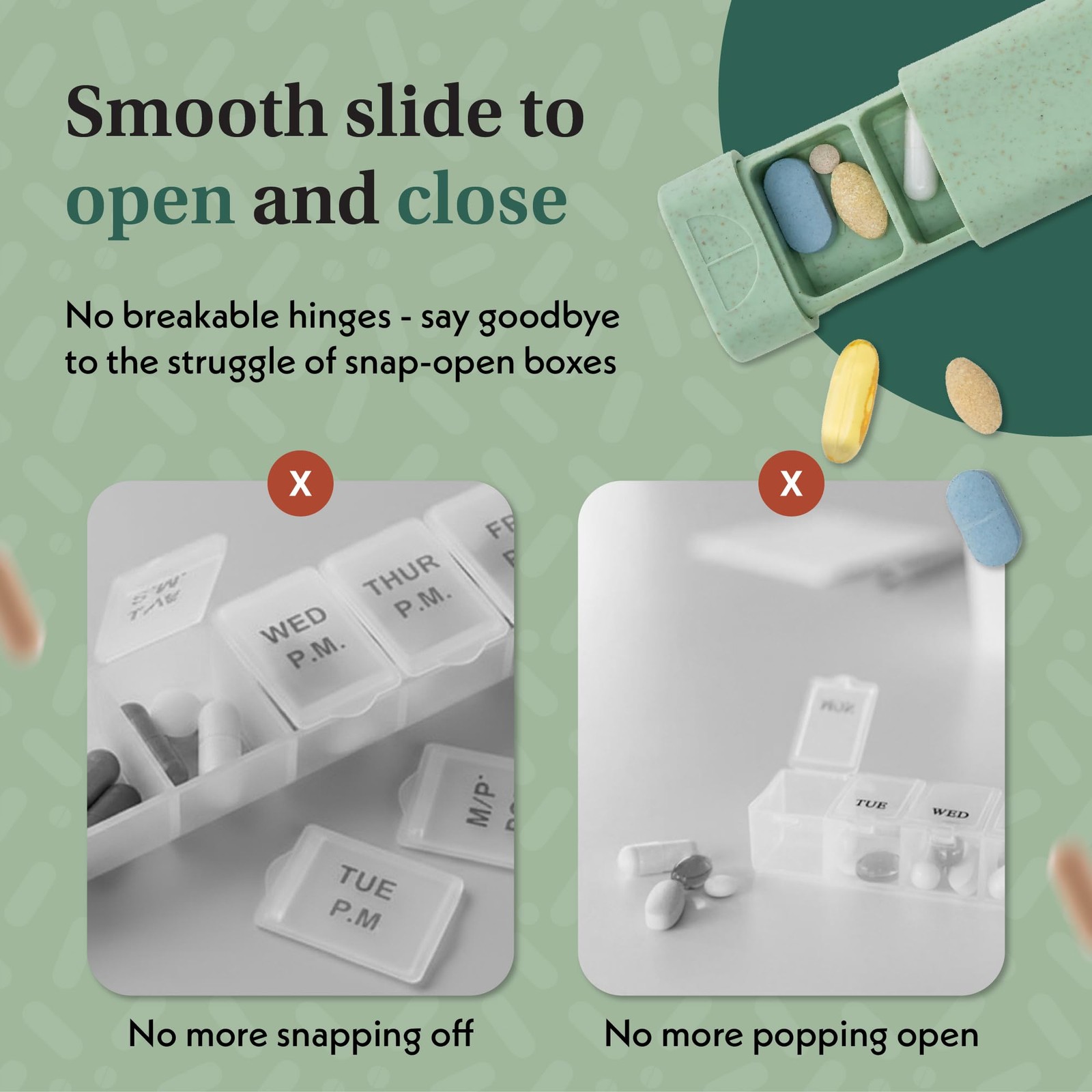Compact 7-Day Pill Organizer with Mirror - Travel Case for Medication Storage