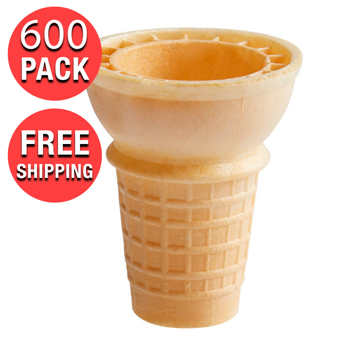 Bulk Cake Ice Cream Cones Flat Bottom #30 for Machine Dispenser Compatible (600)