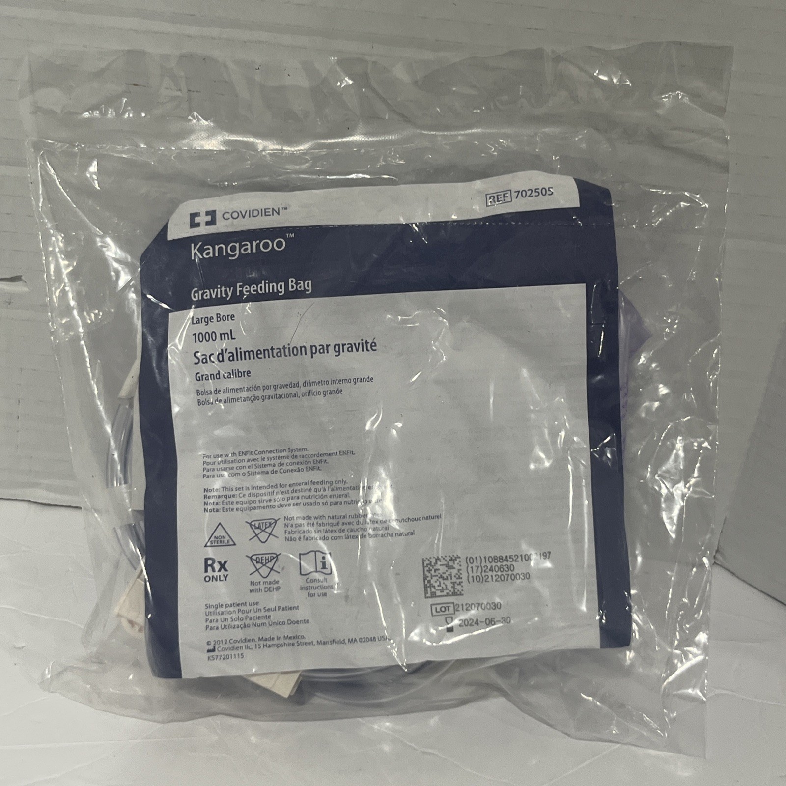 Lot of 17 Covidien 702505 Kangaroo Gravity Feeding Bag, Large Bore 1000ml NEW