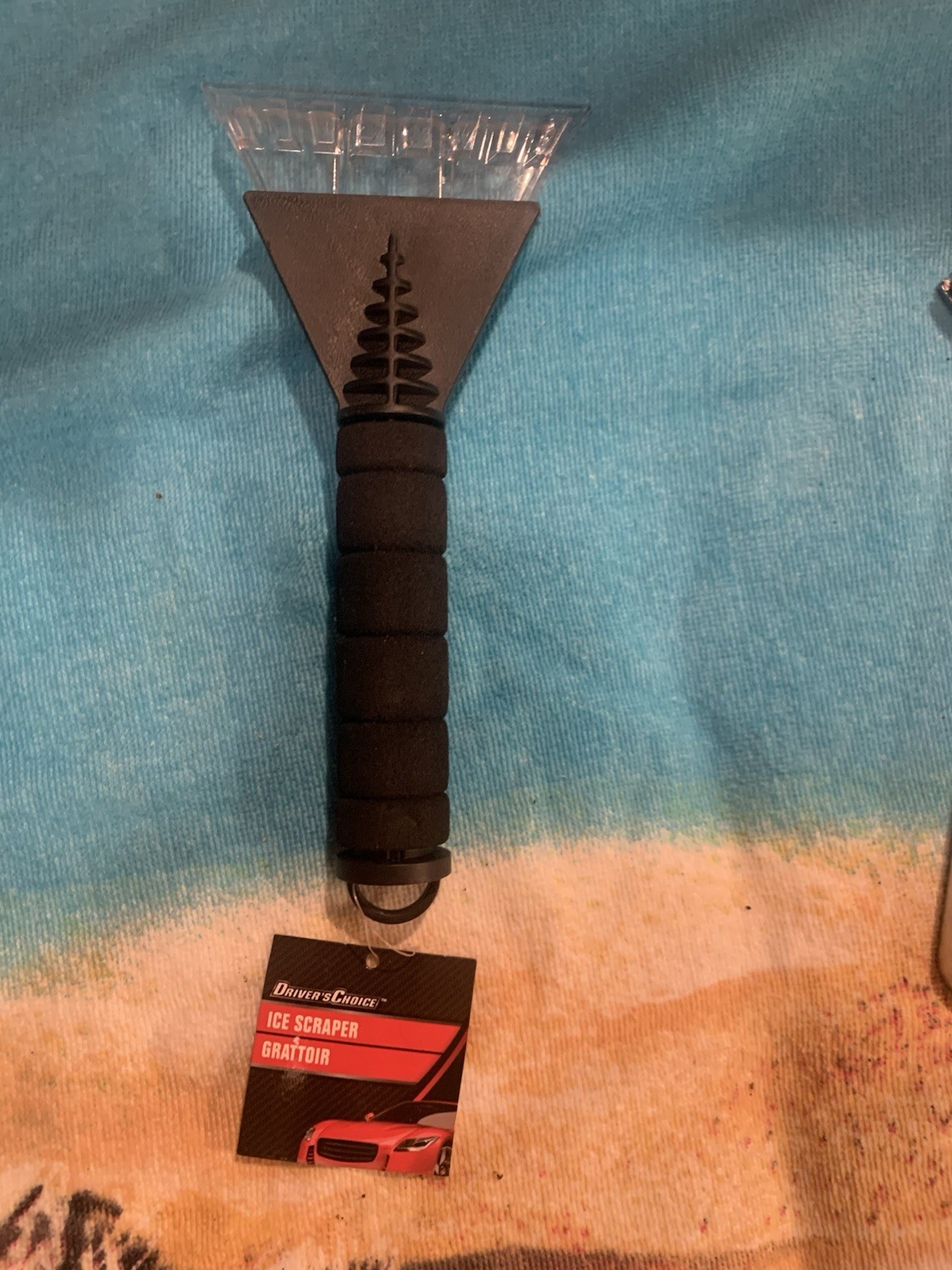 Ice/Snow Sturdy Plastic Window Scraper With Soft Grip Sponge Handle