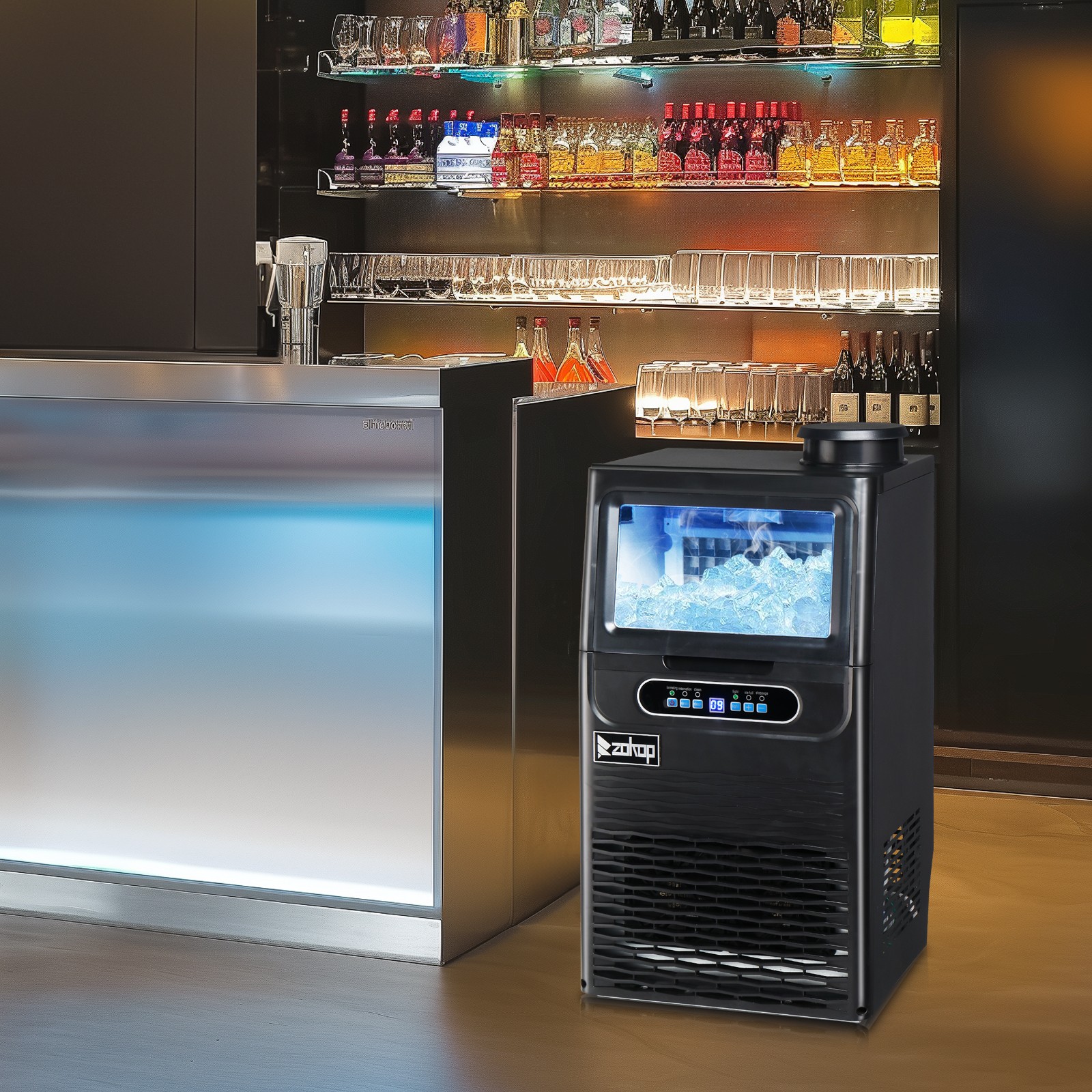 ZOKOP Electric 90lbs/24h Commercial Ice Maker Home Restaurant Bar Cube Machine