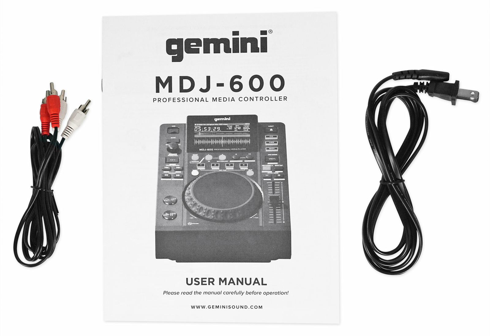 Gemini MDJ-600 Tabletop USB/CD Media Player DJ MIDI Controller + Power Strip
