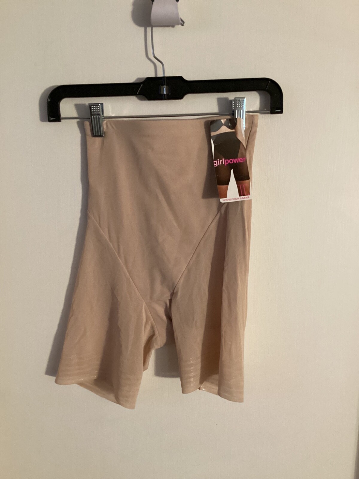 Women NWT "Girl Power" beige Hi waist thigh slimmer. Size Med.