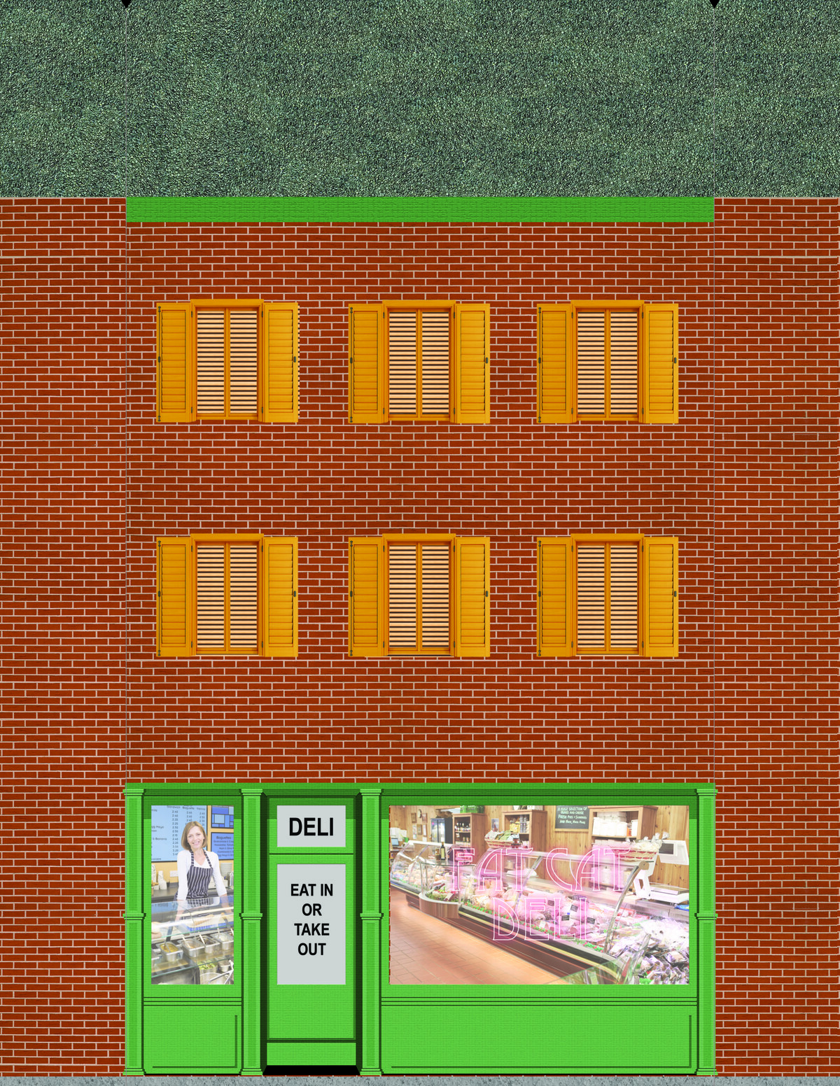10 Strorefront Flat Buildings for Backgrounds for O Scale Train Layout